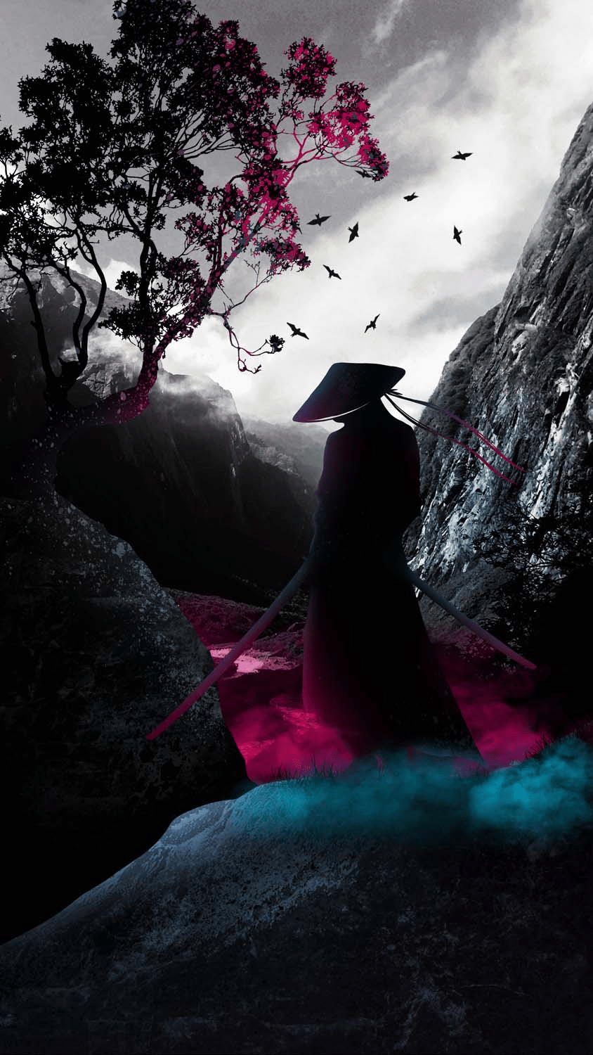 844x1500 Samurai Artwork iPhone Wallpaper
