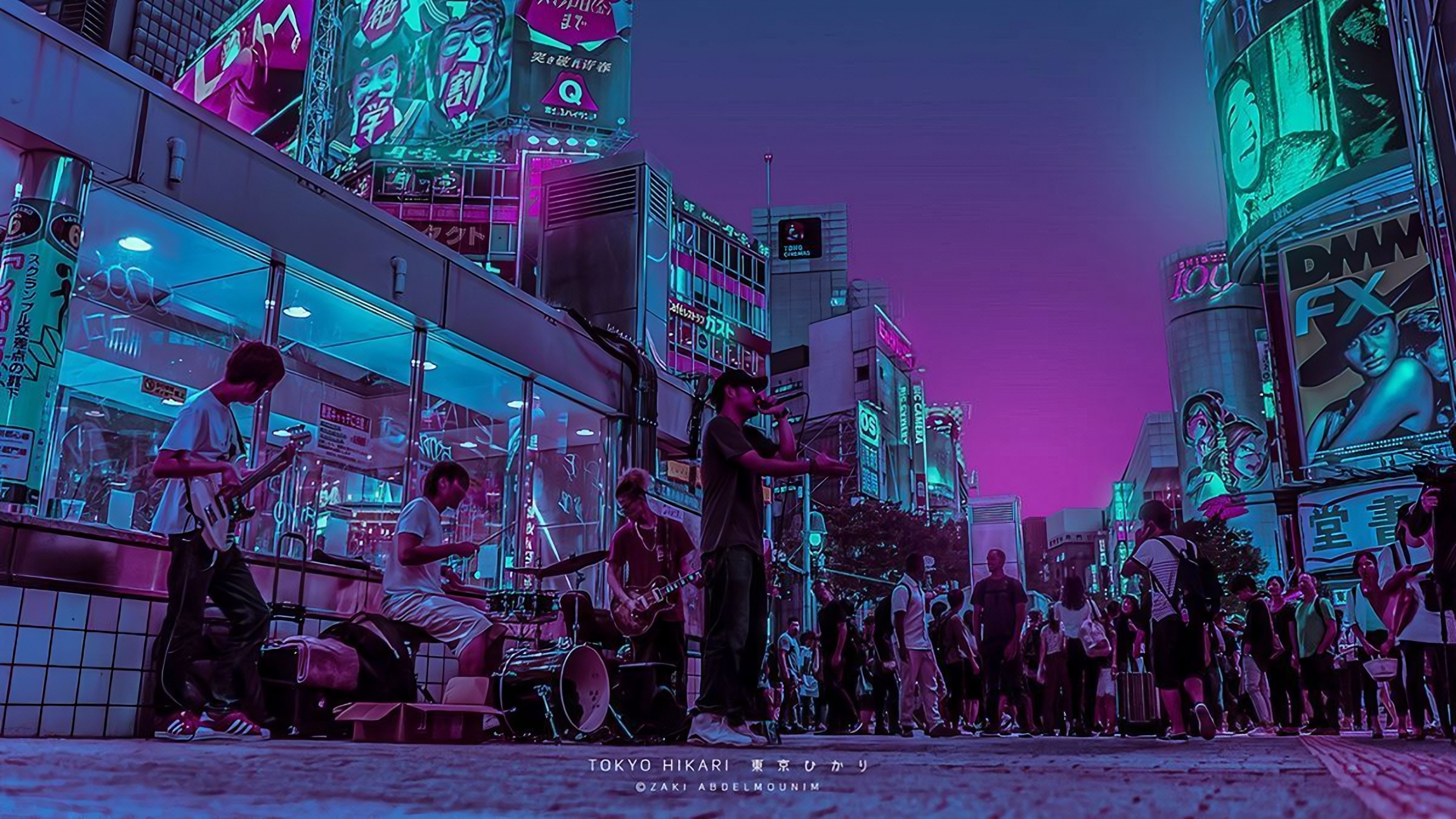 4800x2700 Neon Shibuya Crossing