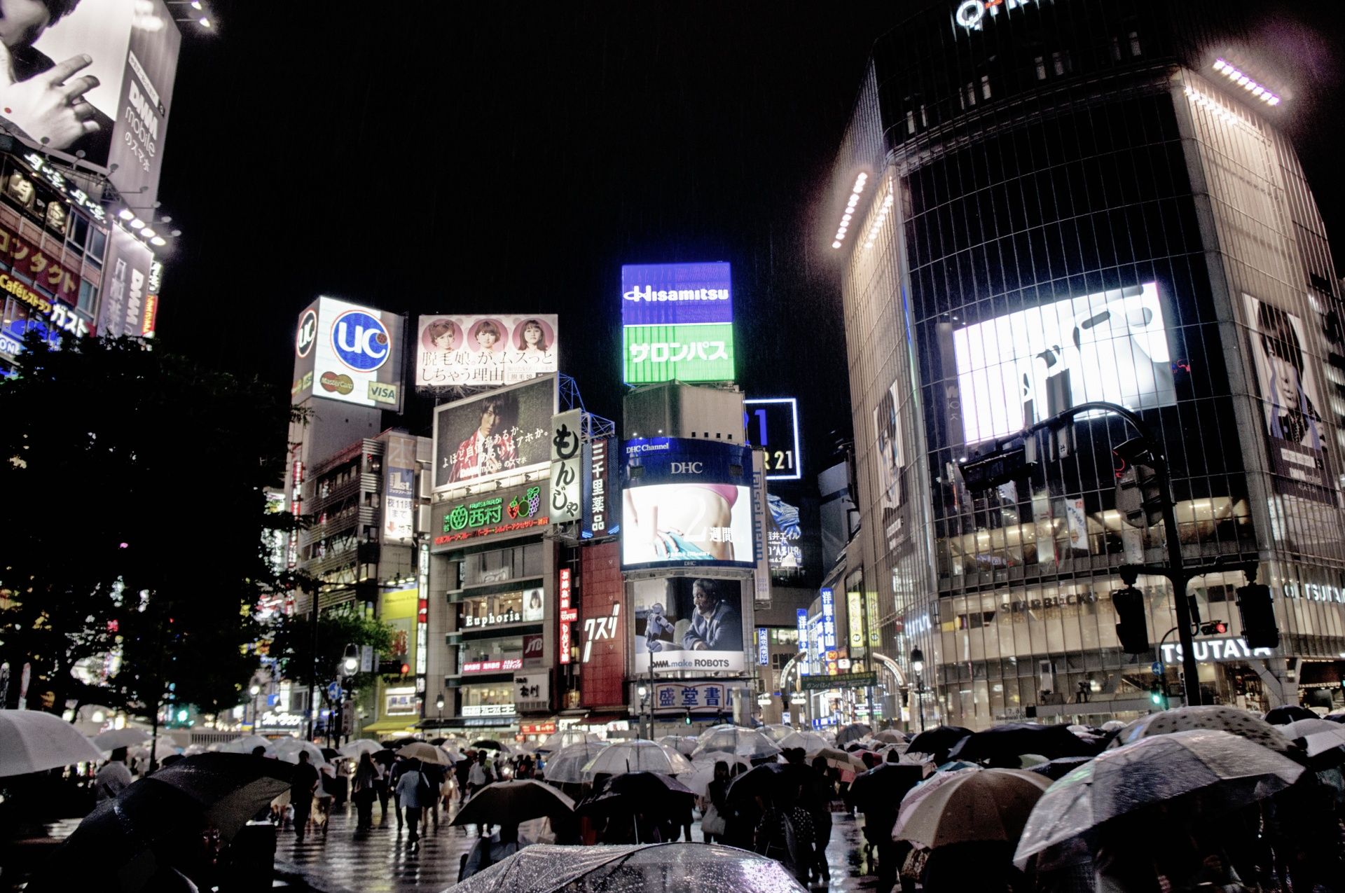 1920x1275 Japan, tokyo, shibuya, umbrellas, colour