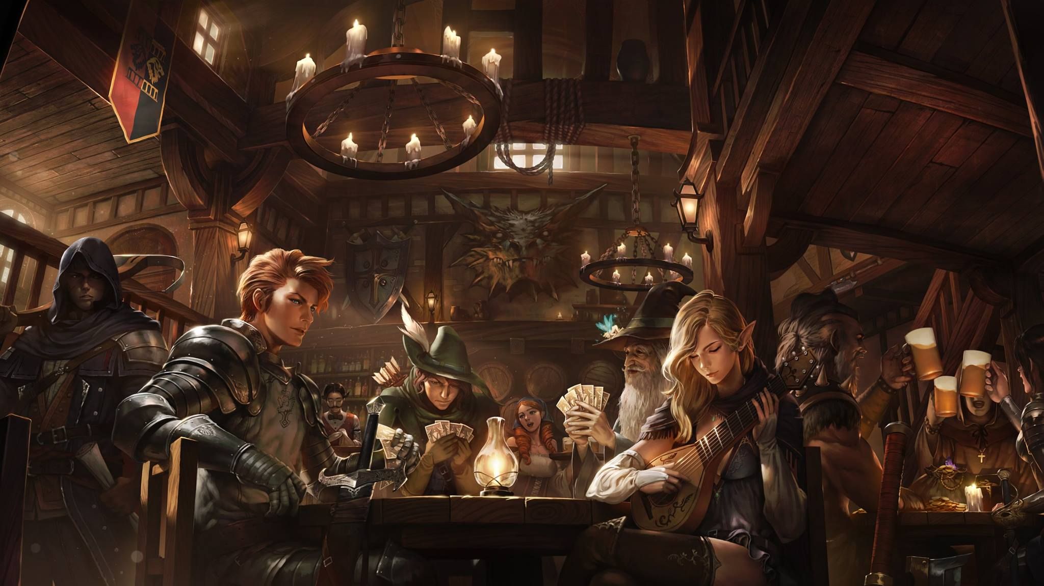 2048x1151 Medieval Fantasy Tavern: HD Epic Gathering in a Timeless Realm by Woo Chul Leex1151
