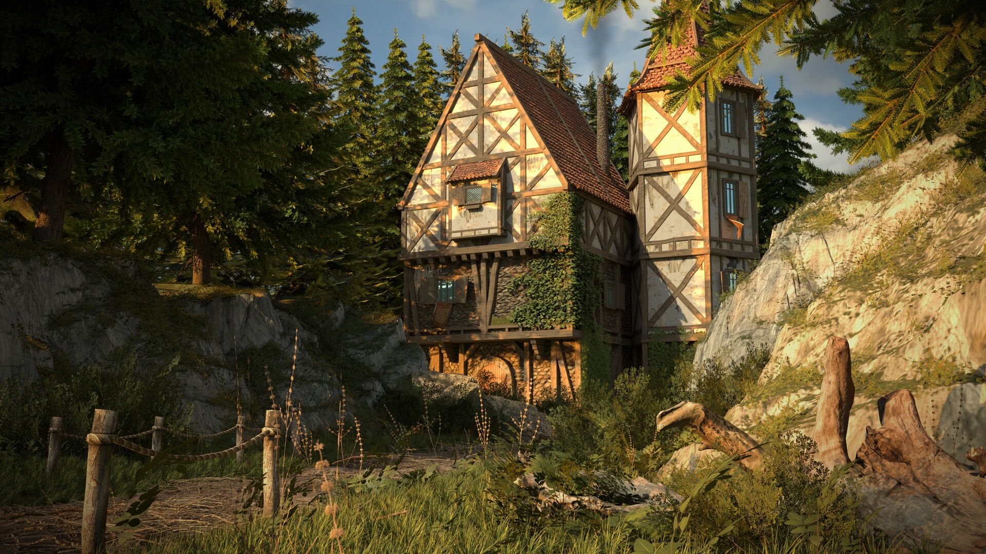 1920x1080 Medieval Tavern in the Forest