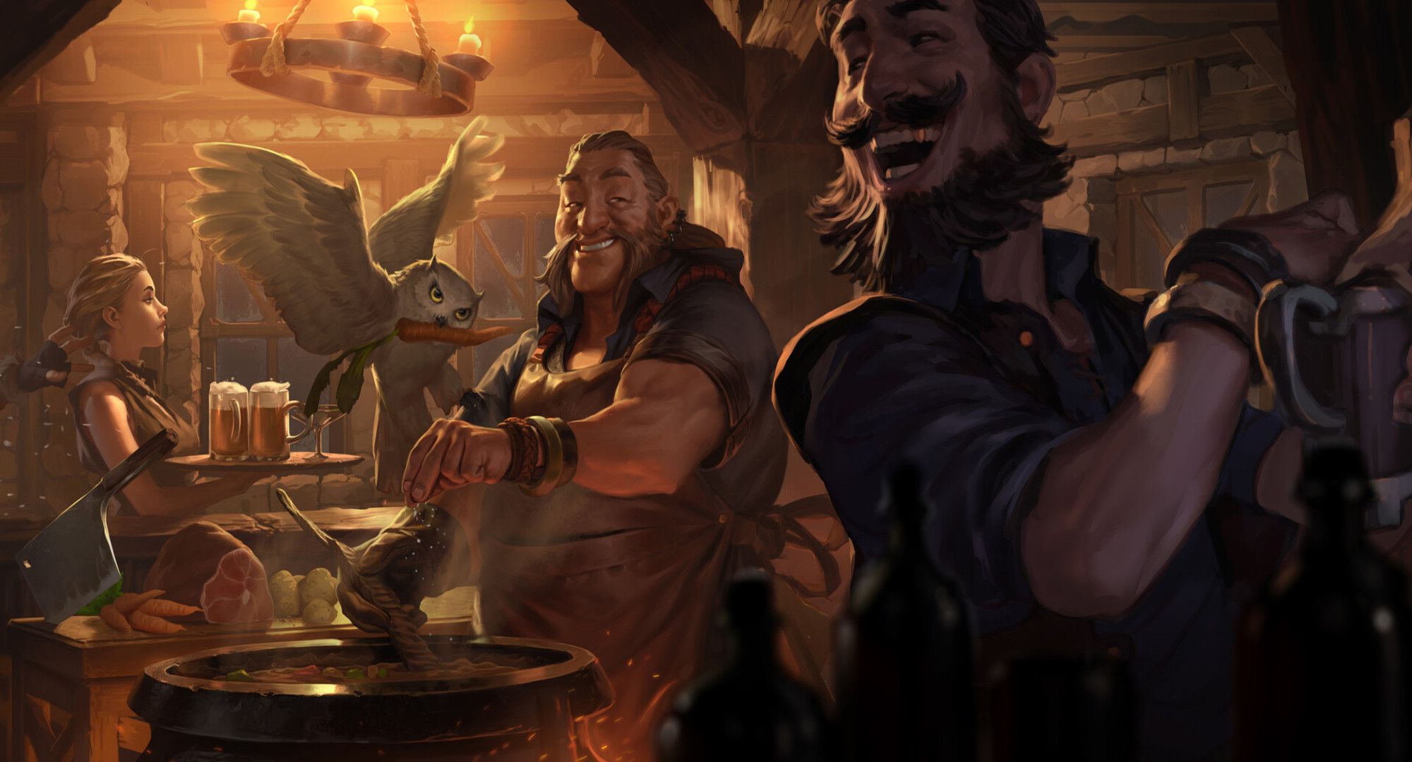 2000x1080 Fantasy Tavern Wallpaper