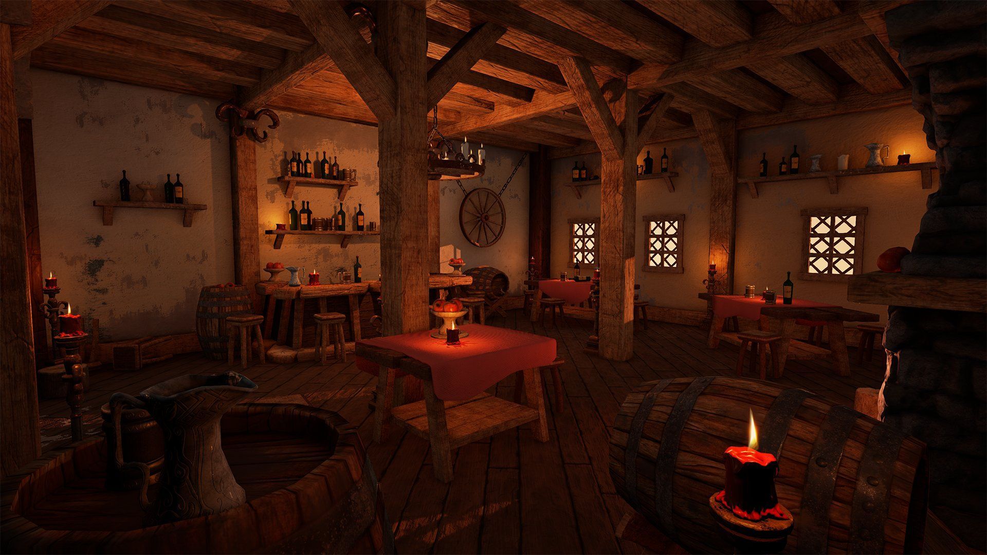 1920x1080 Medieval Tavern Background HD
