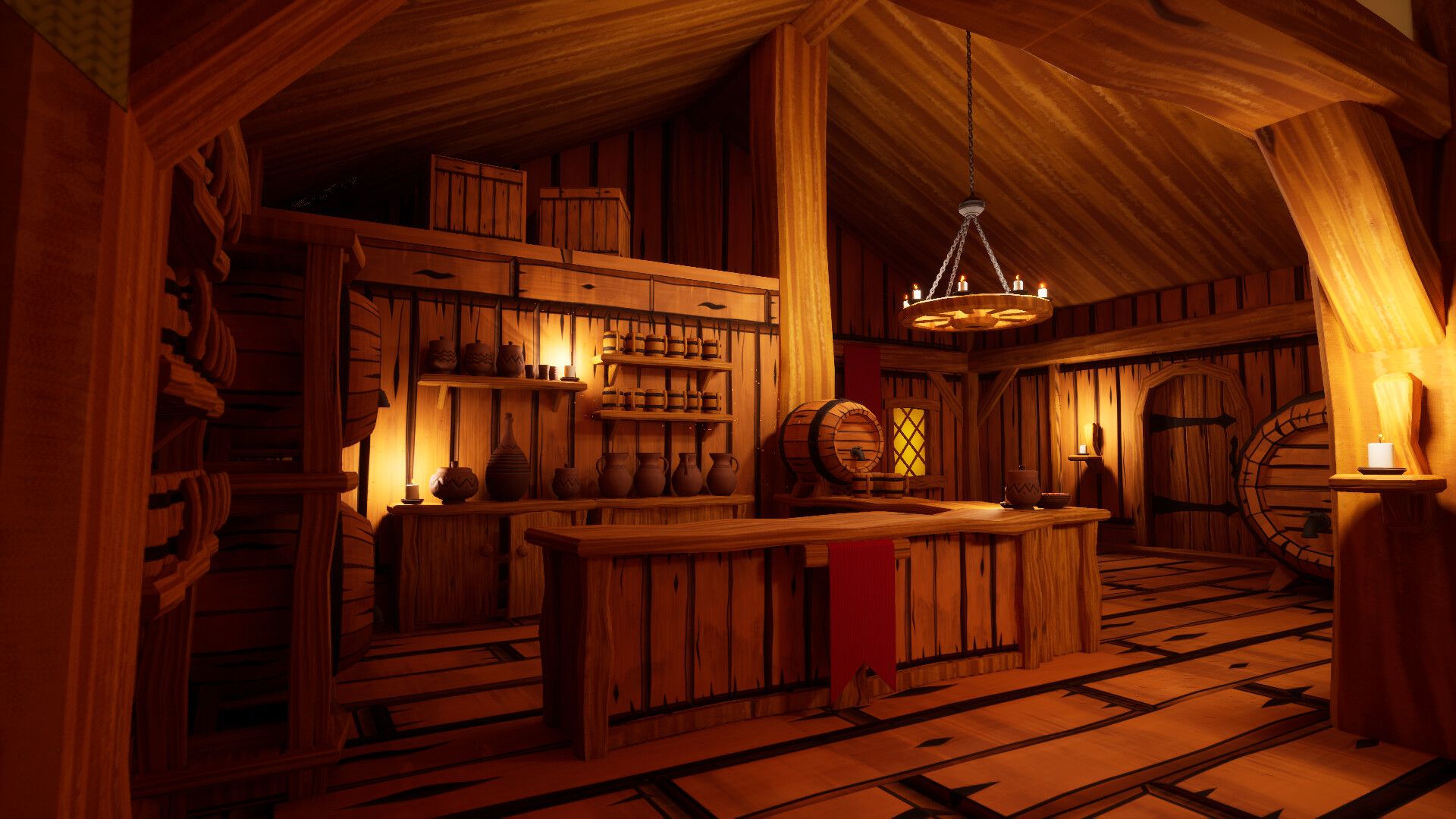 1920x1080 Stylized medieval RPG tavern