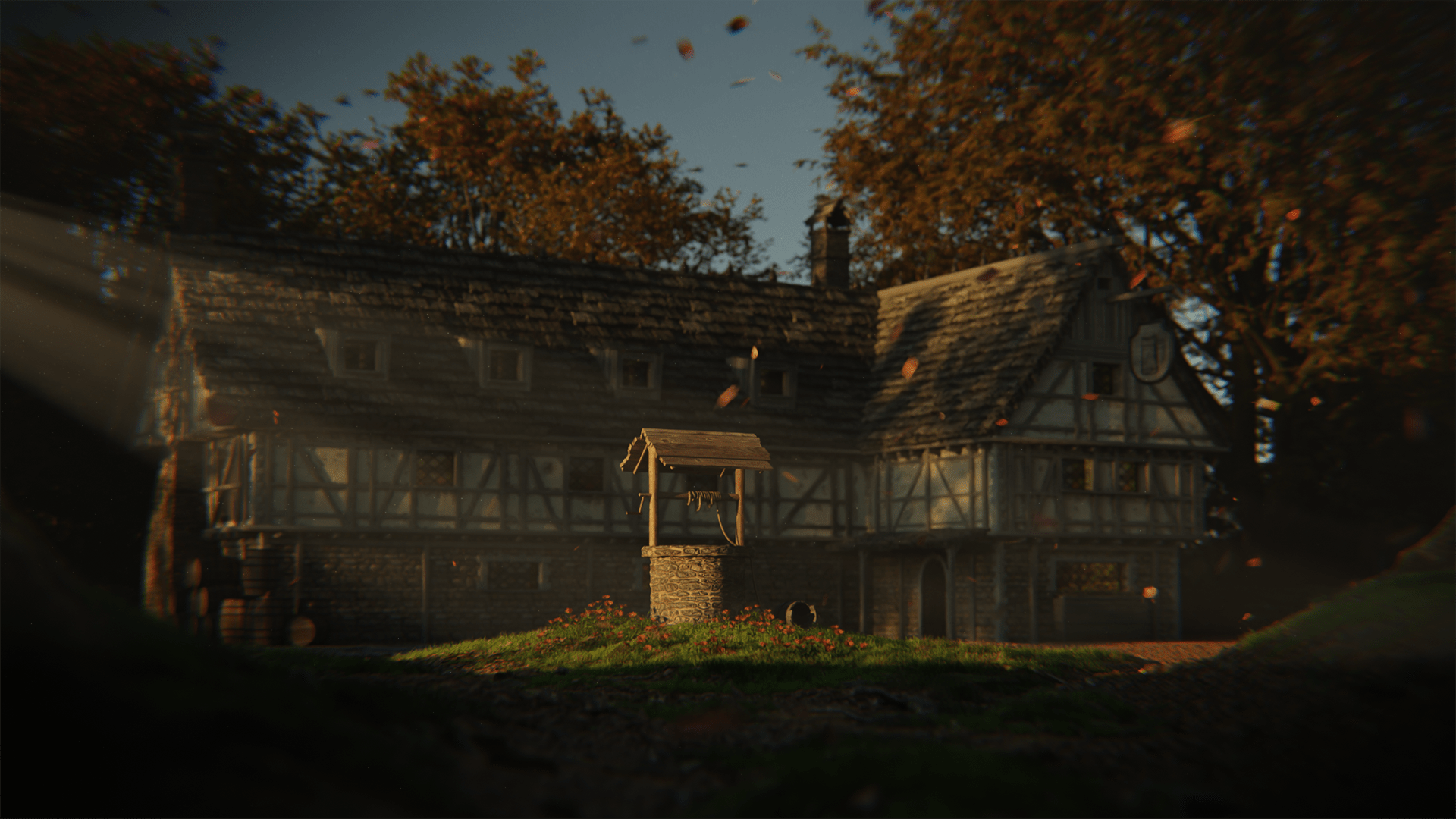 1920x1080 I made a medieval inn in a forest