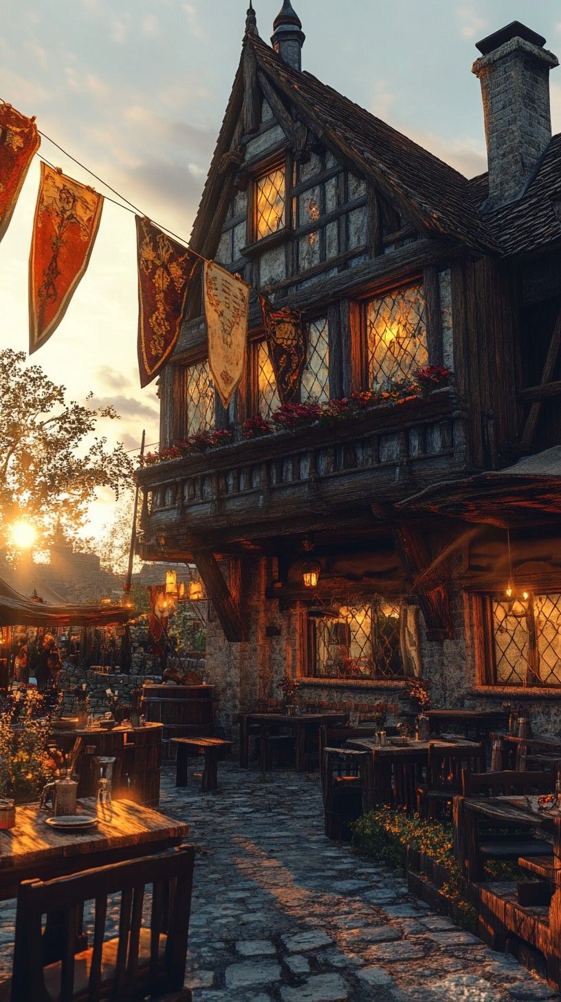 816x1456 Download Medieval tavern evening Image, Tavern, Evening