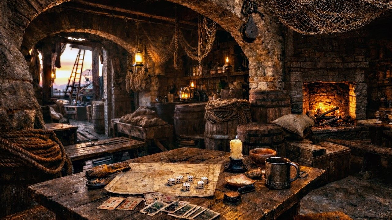 1280x720 Pirate Tavern Ambience for DnD Sessions ⚓. Medieval Fantasy RPG Music. Dungeon World Soundscape