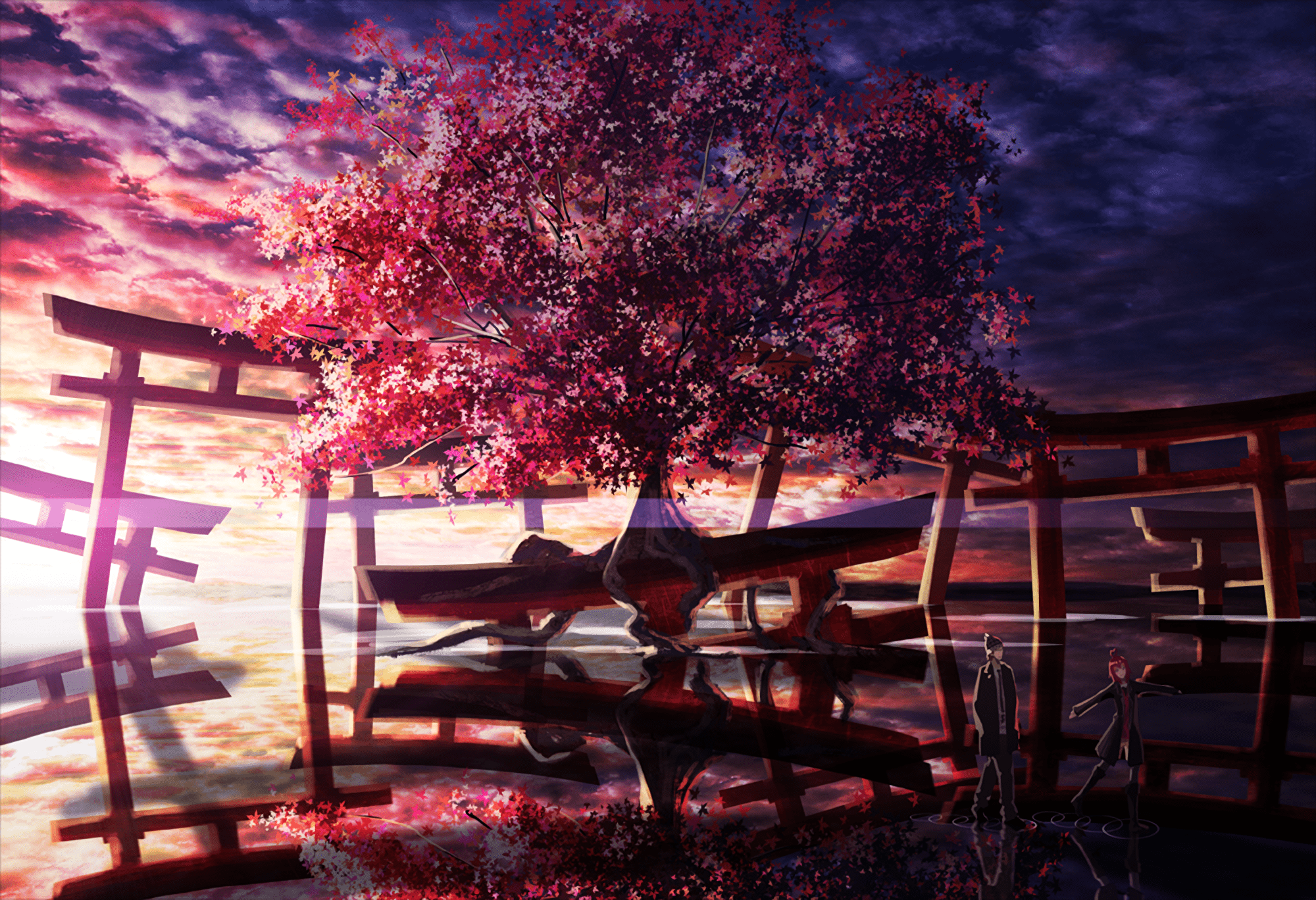 2000x1368 Sakura Temple Serenity Wallpaperx1368