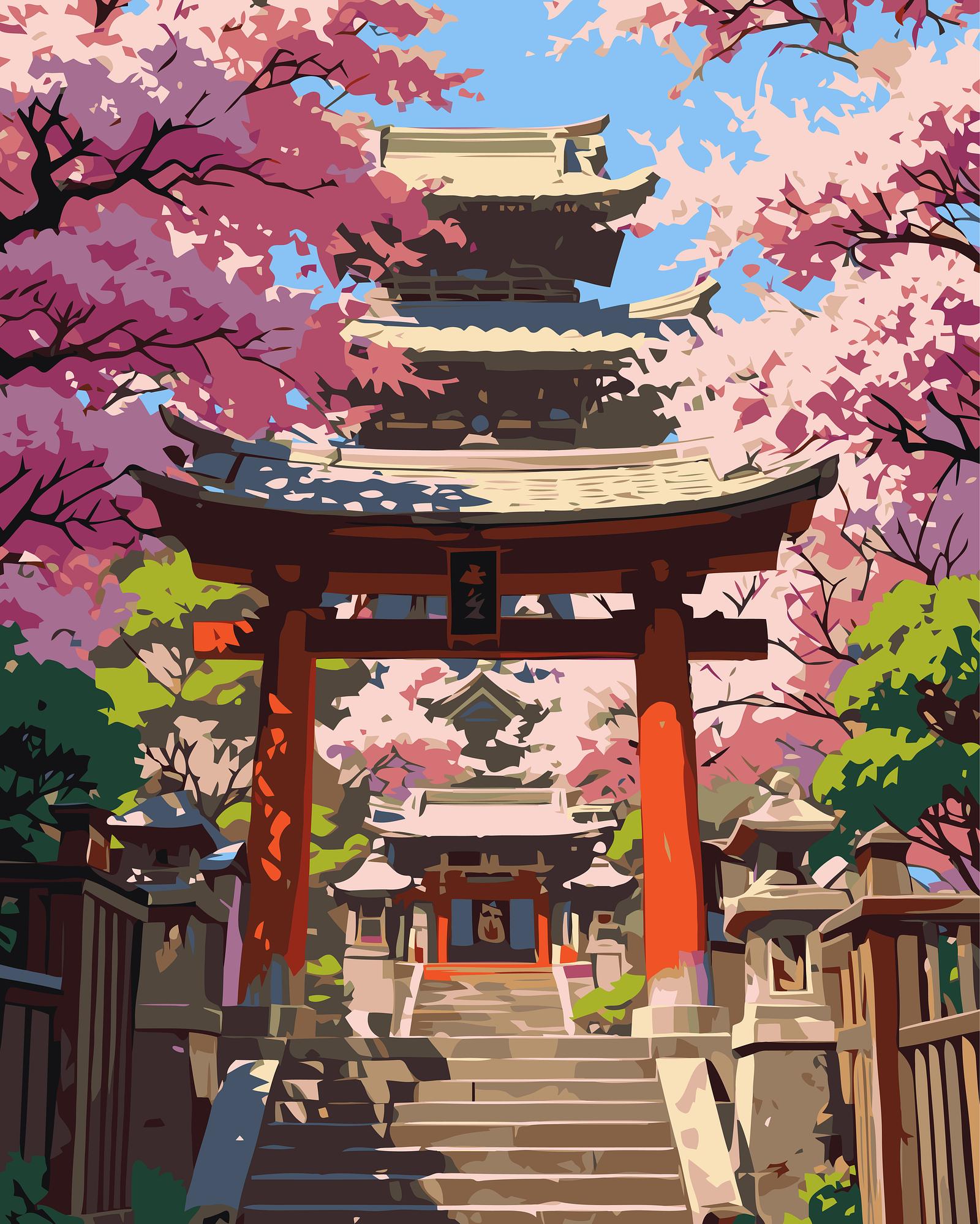 1600x1999 Japanese Temple Sakura