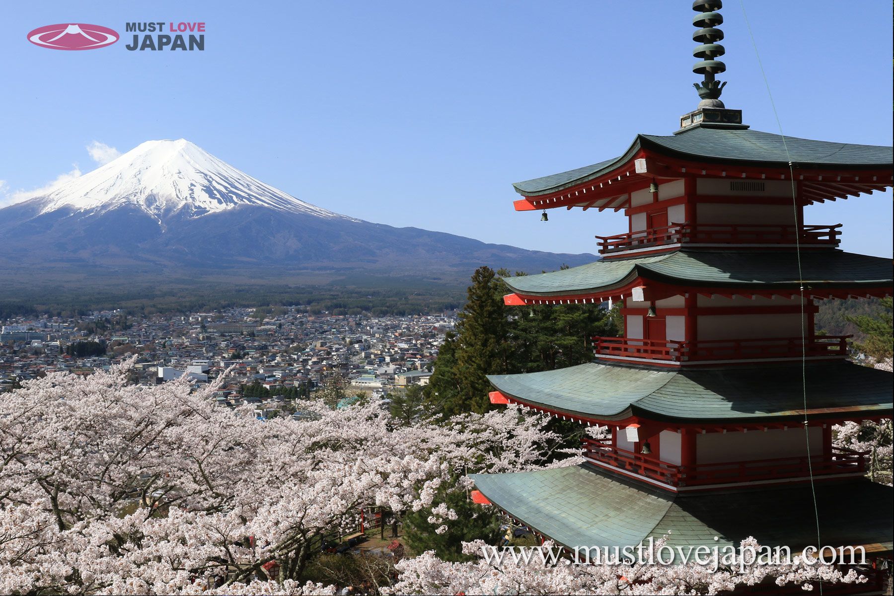 1800x1200 Sakura, Pagoda and Mt. Fuji. MustLoveJapan Video Travel Guide