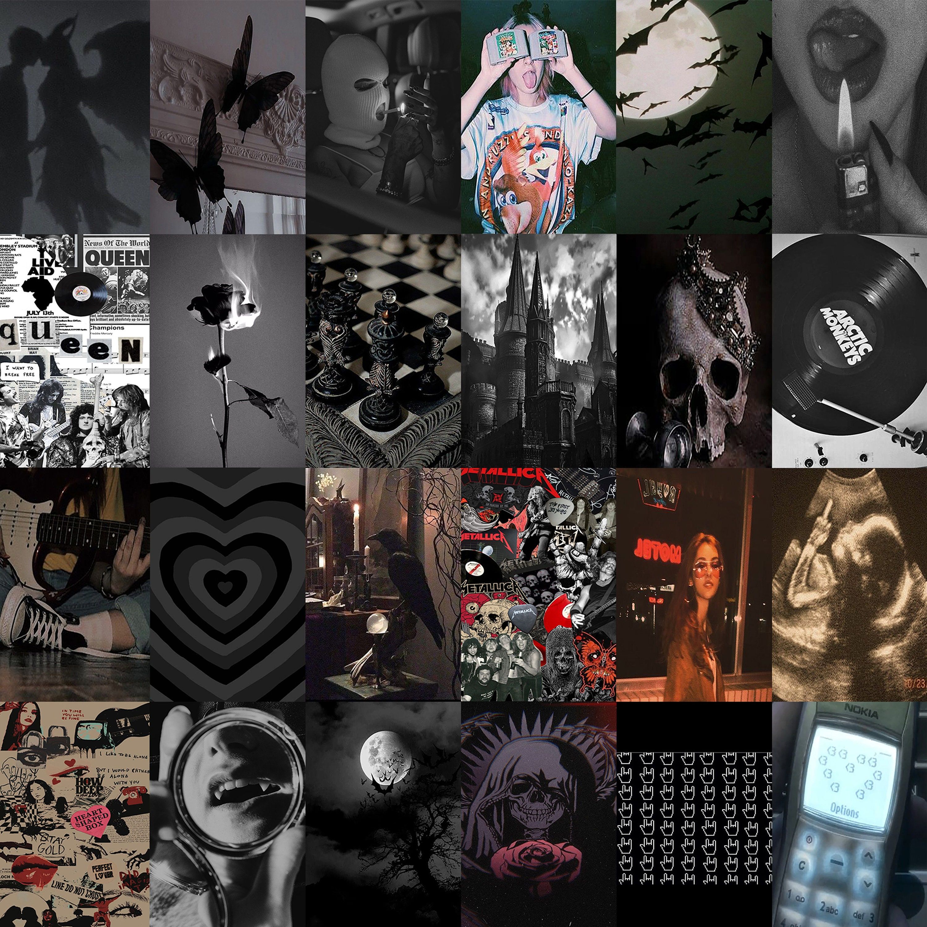 3000x3000 Grunge Wall Decor, Grunge Collage Kit, Black Wall Collage, Black Wall Collage, Grunge Aesthetic Collage Kit (DIGITAL DOWNLOAD) 150 PCS