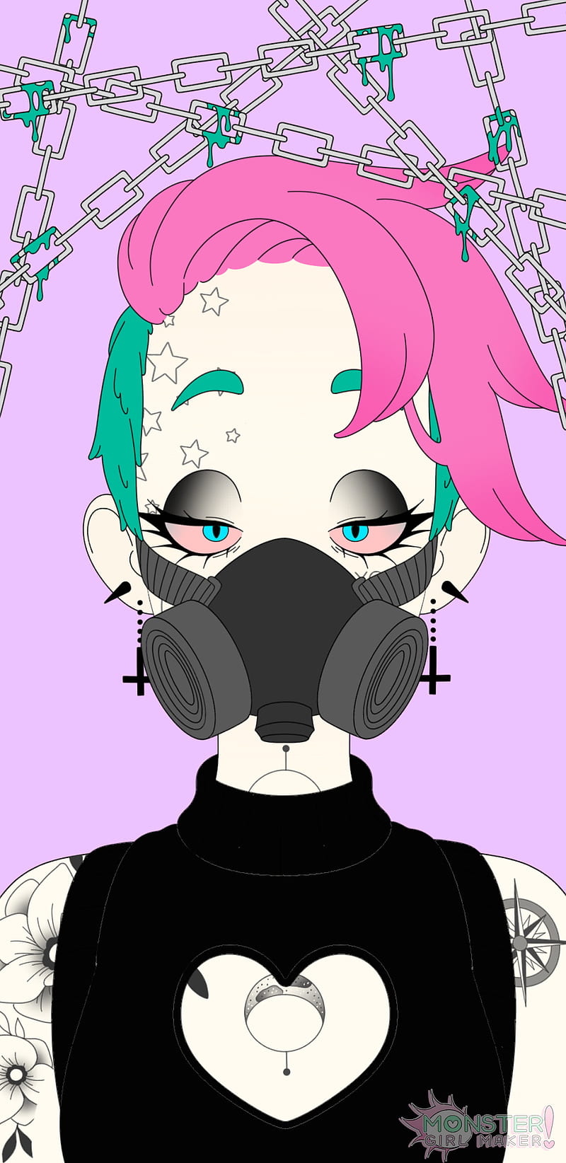 800x1644 CJ, biker, emo, gas mask, goth, grunge, heist, punk, rave, tattoos, HD phone wallpaper