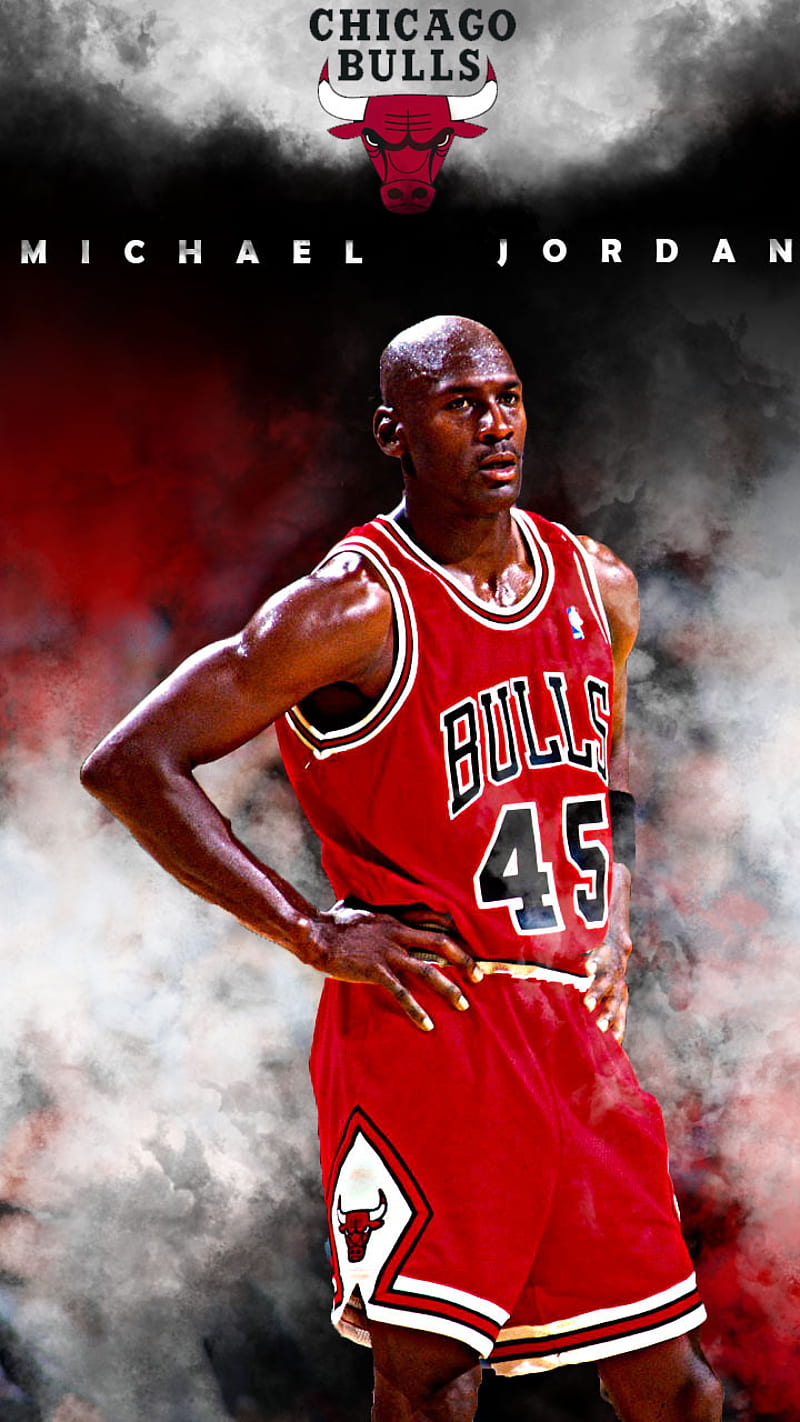 800x1422 Michael Jordan, basketball, bulls, chichago, curry, lebron, mj, red, smoke, HD phone wallpaper