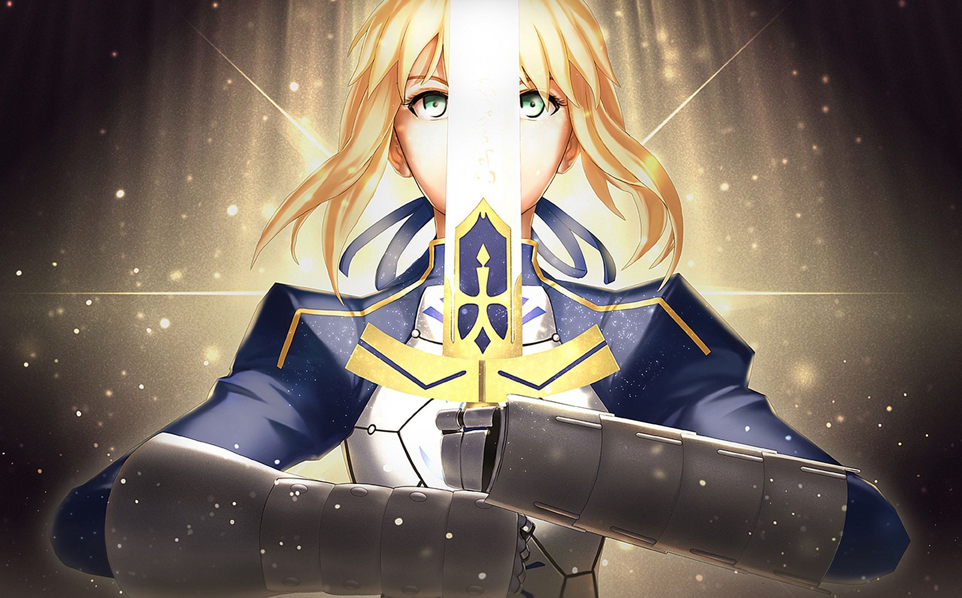 1920x1194 Wallpaper look, girl, sword, Excalibur, the saber, Artoria Pendragon, Fate stay night, Fate / Stay Night for mobile and desktop, section сёнэн, resolution 1920x1194