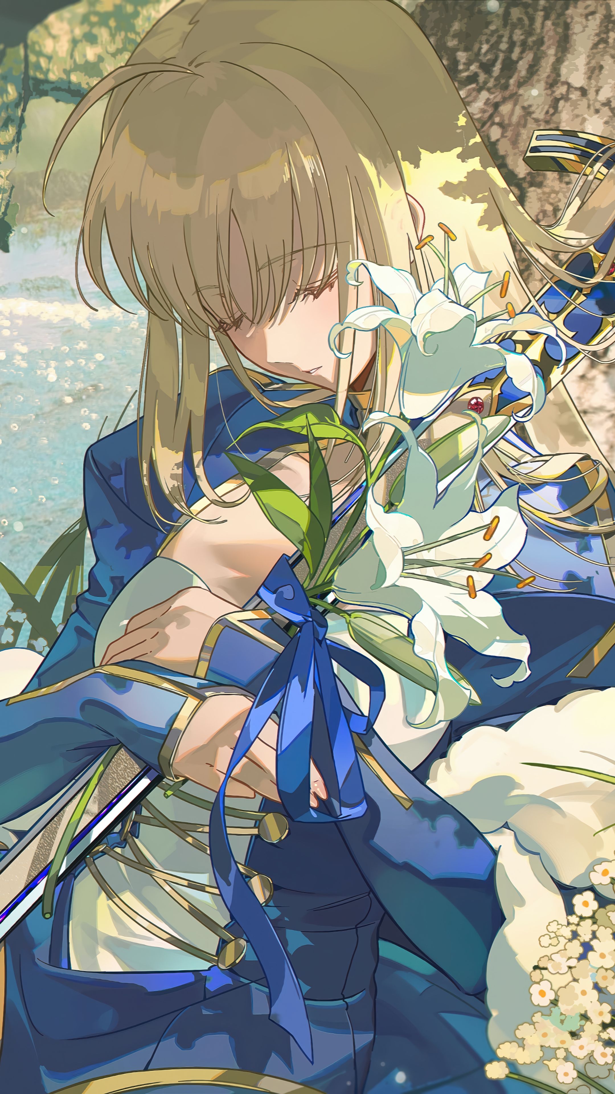2160x3840 Anime Girl Sleeping Saber Fate Grand Order 4K Wallpaper iPhone HD Phone