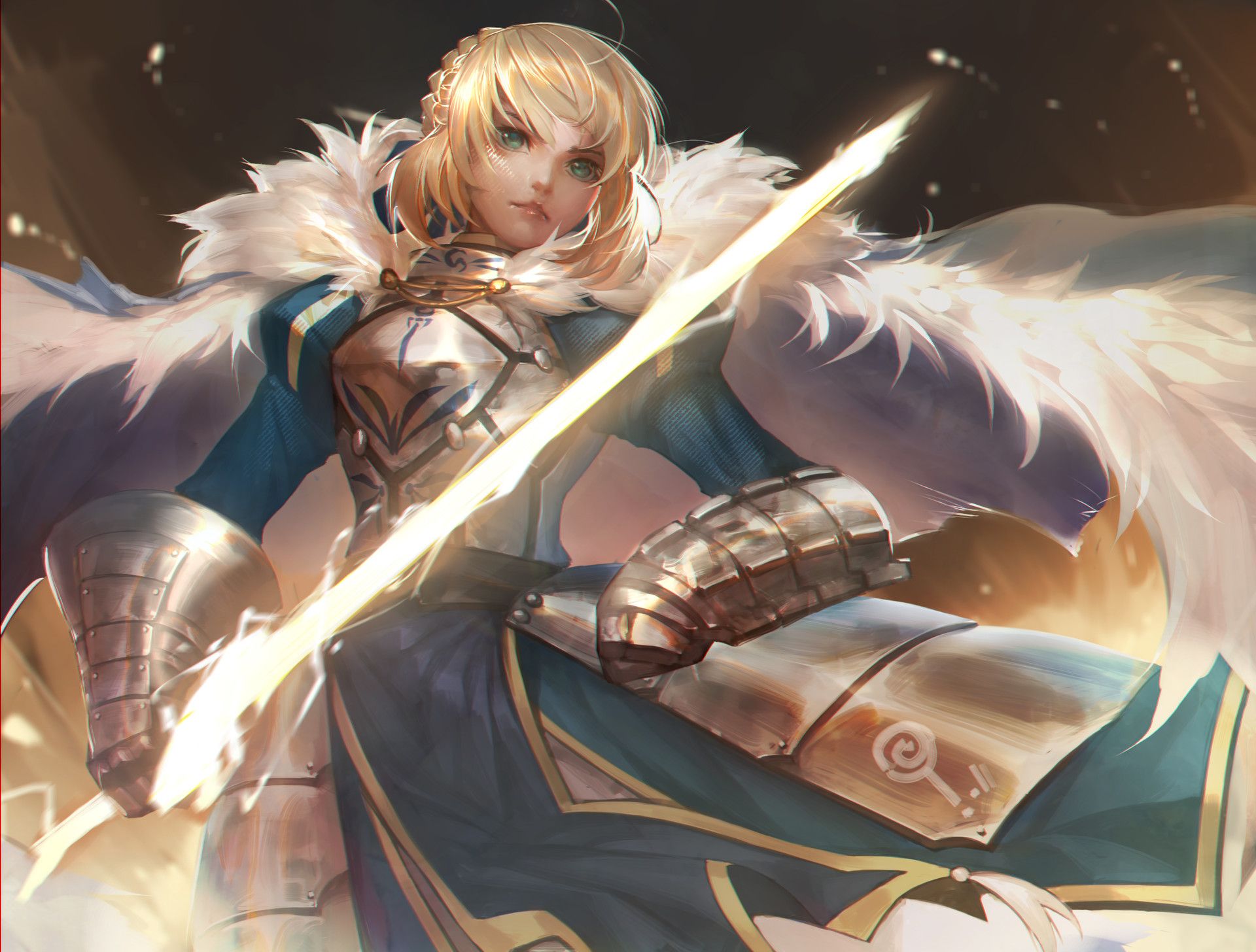 1920x1456 Phone Wallpaper: Anime, Fate Grand Order, Armor, Artoria Pendragon, Blonde, Cape, Excalibur, Fate (Series), Green Eyes, Saber (Fate Series), Fate Series 441121