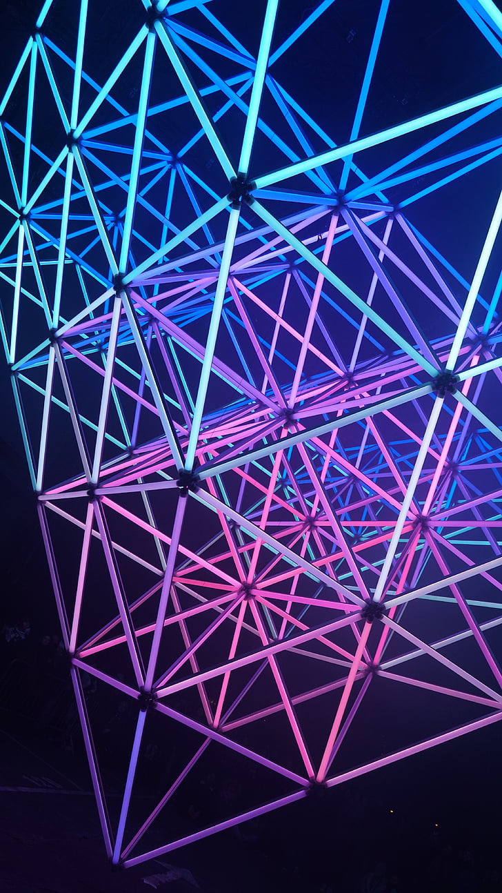 728x1294 HD wallpaper: Structure, Triangles, Neon, AMOLED, 4K