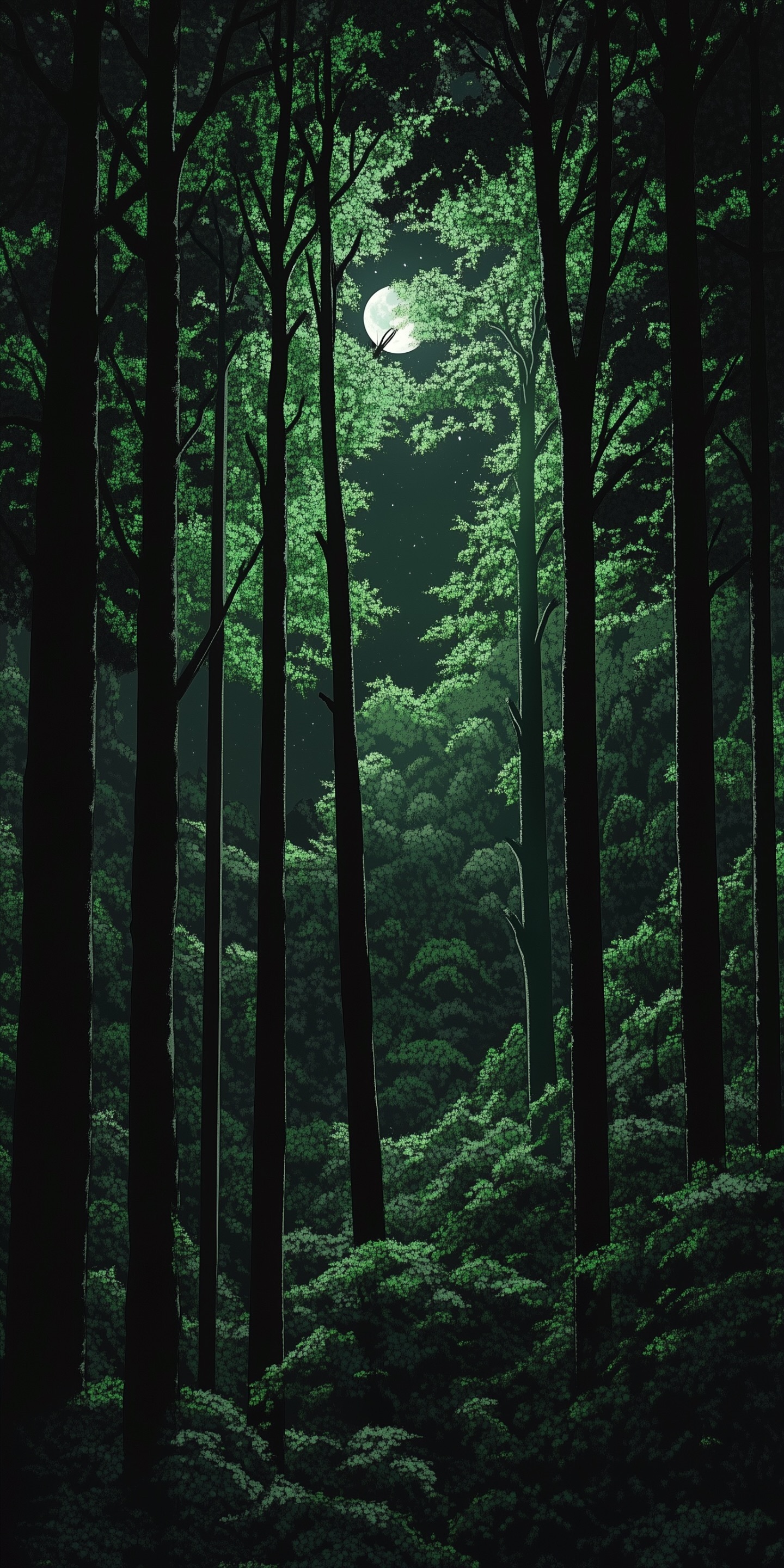 1440x2880 Dark Forest With Glowing Moon
