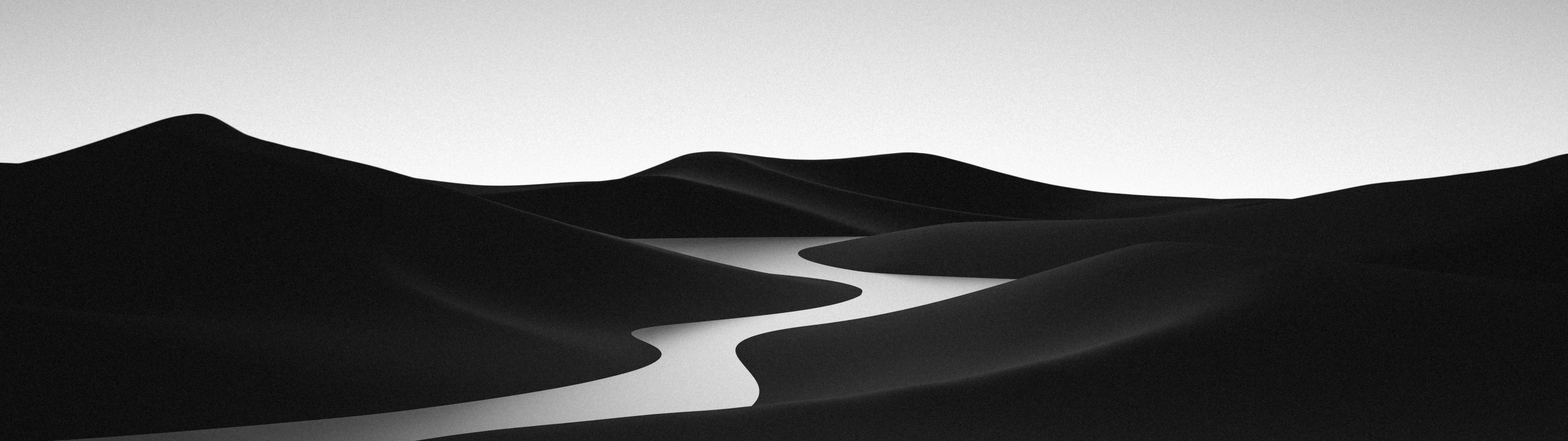 3840x1080 Black and White Wallpaper 4K, Landscape, Desert, River