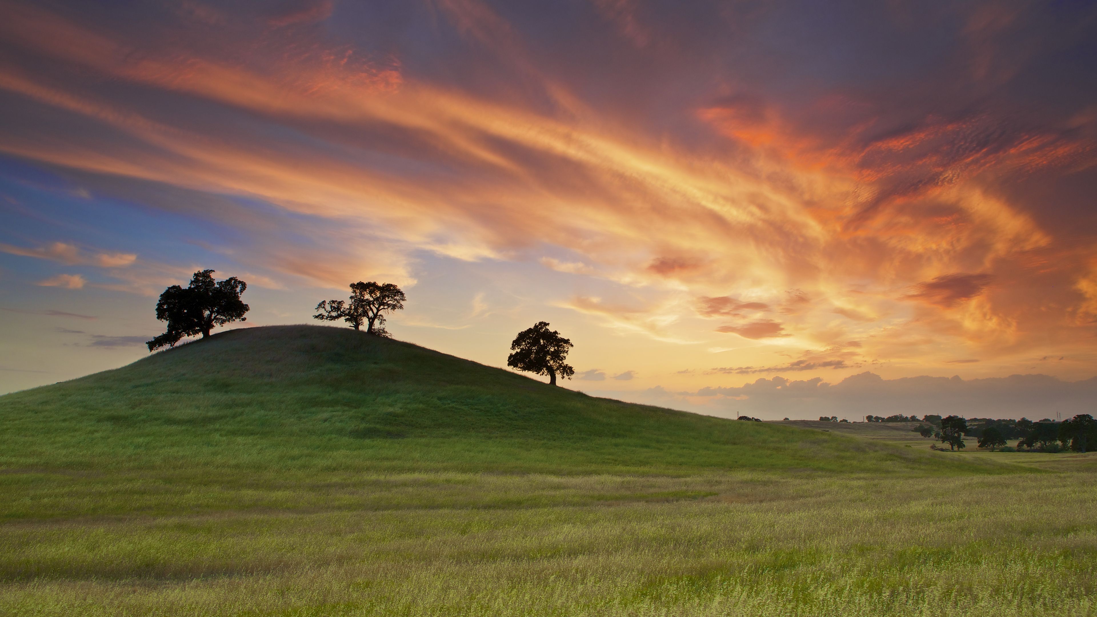 3840x2160 Desktop wallpaper: Hill, Photography, Landscape, Cloud, Fall, Field, Fog, Forest, Mountain, Road 4K free download for PC. 1006377