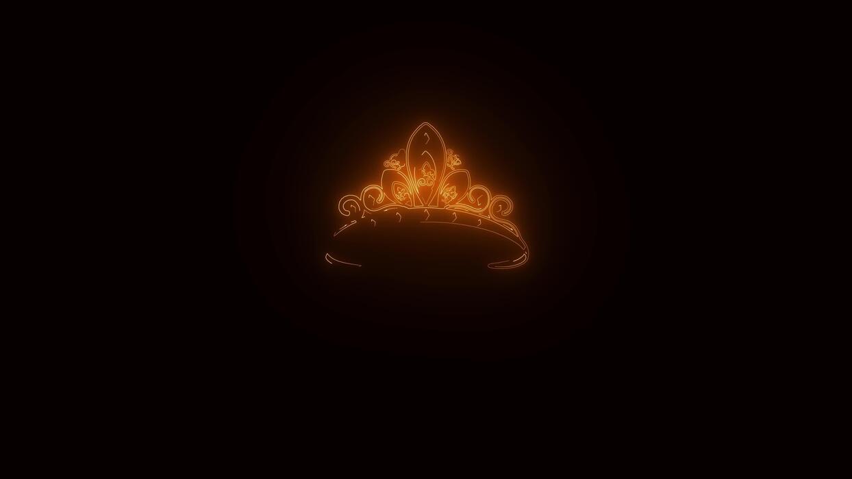 1244x700 set of queen crown with fire effect on the dark background