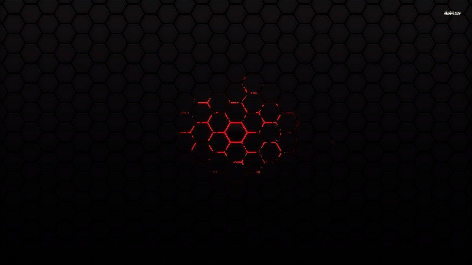 1920x1080 Red on black honeycomb pattern wallpaper wallpaper