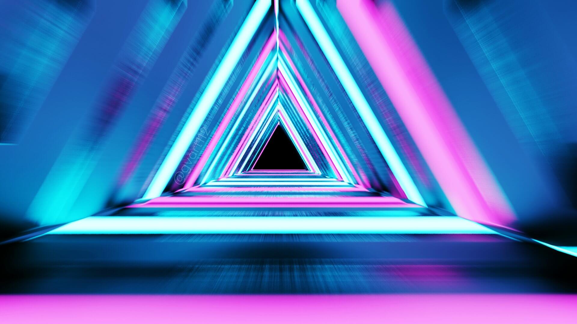 1920x1080 Neon Triangle Tunnel