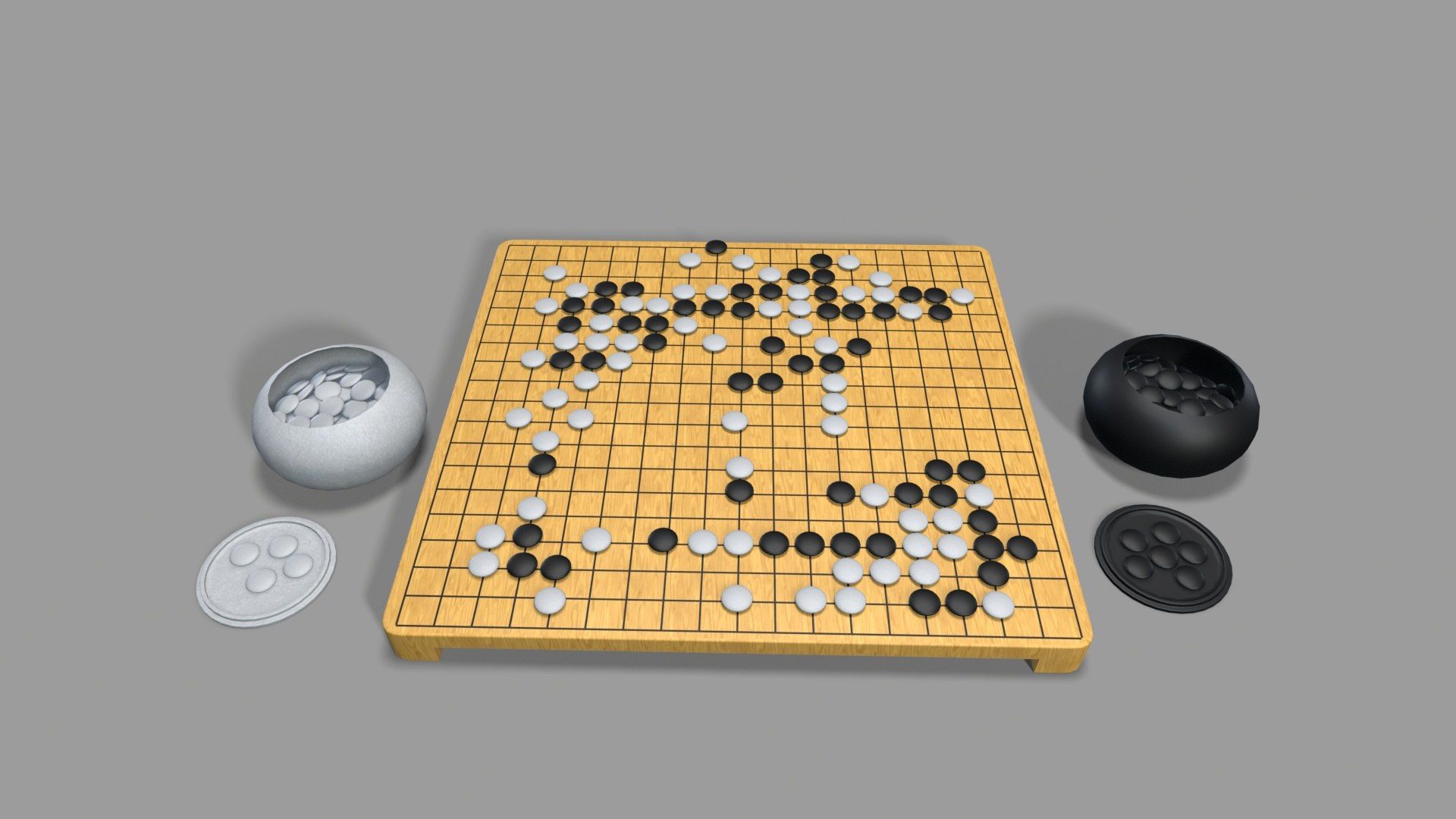 1920x1080 3D Model GO Board Game