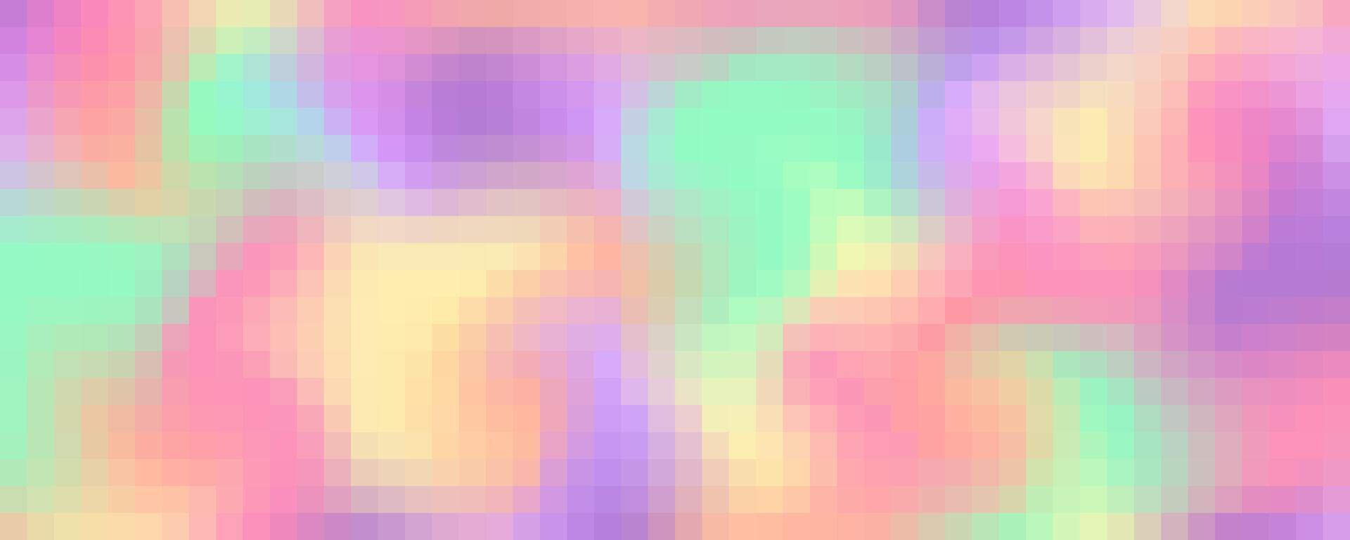 1920x768 Pixel square rainbow pattern. Abstract gradient mosaic background. Grid texture. Color geometric seamless holographic print