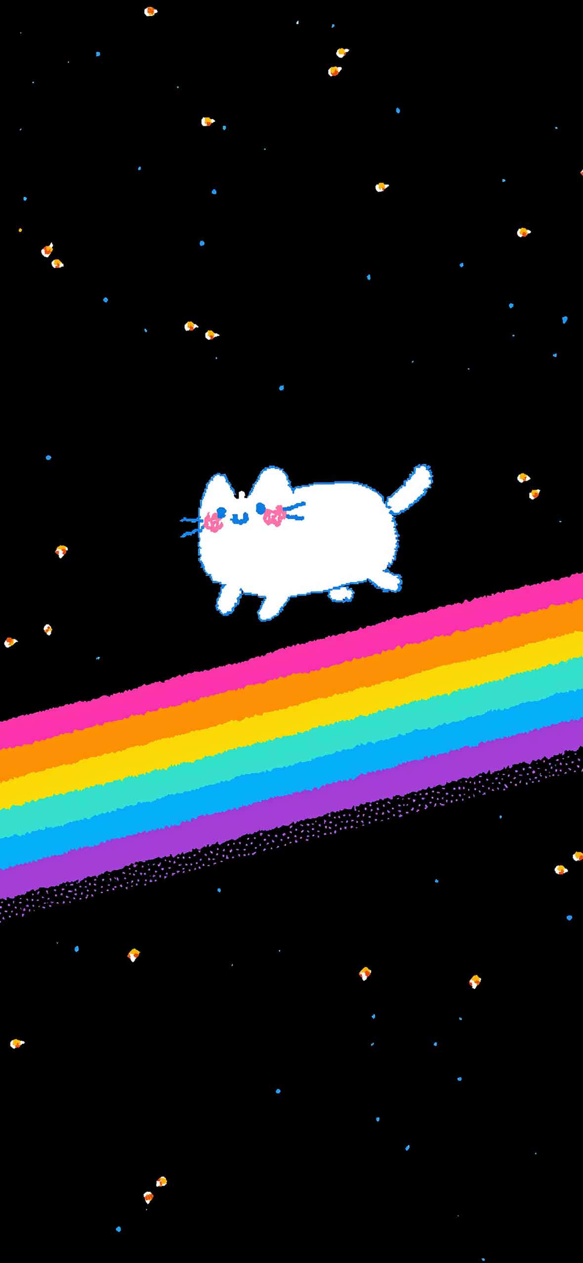 1180x2554 Cute Pixel Cat Rainbow Candy Corn Wallpaper