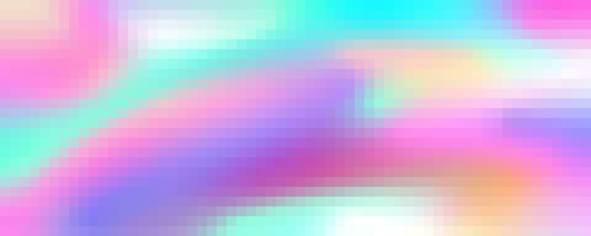 1920x768 Pixel square rainbow pattern. Abstract gradient mosaic background. Vector grid texture. Color geometric seamless holographic print