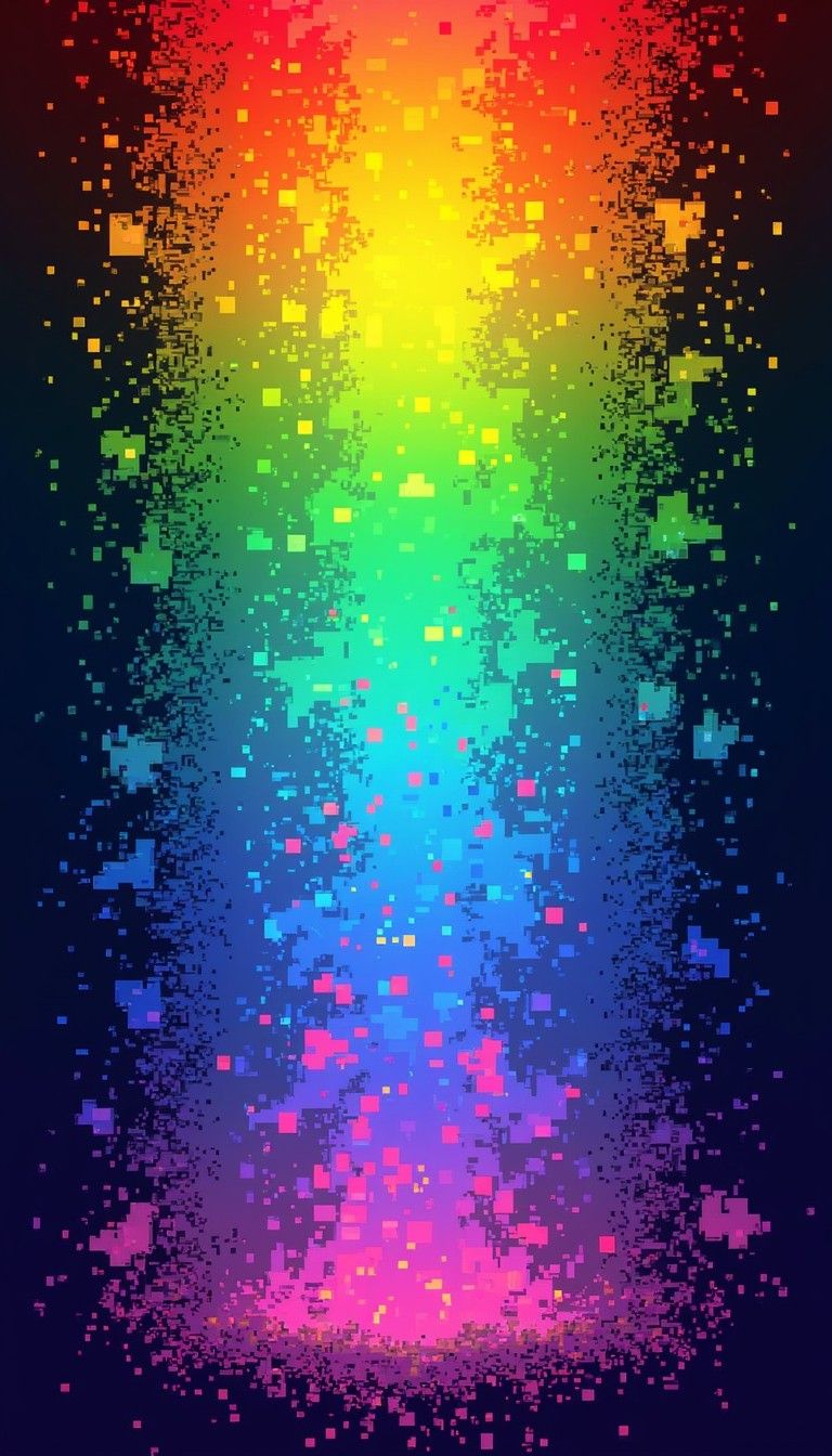 768x1344 Free Rainbow Pixel Cascade Image, Pixel, Cascade