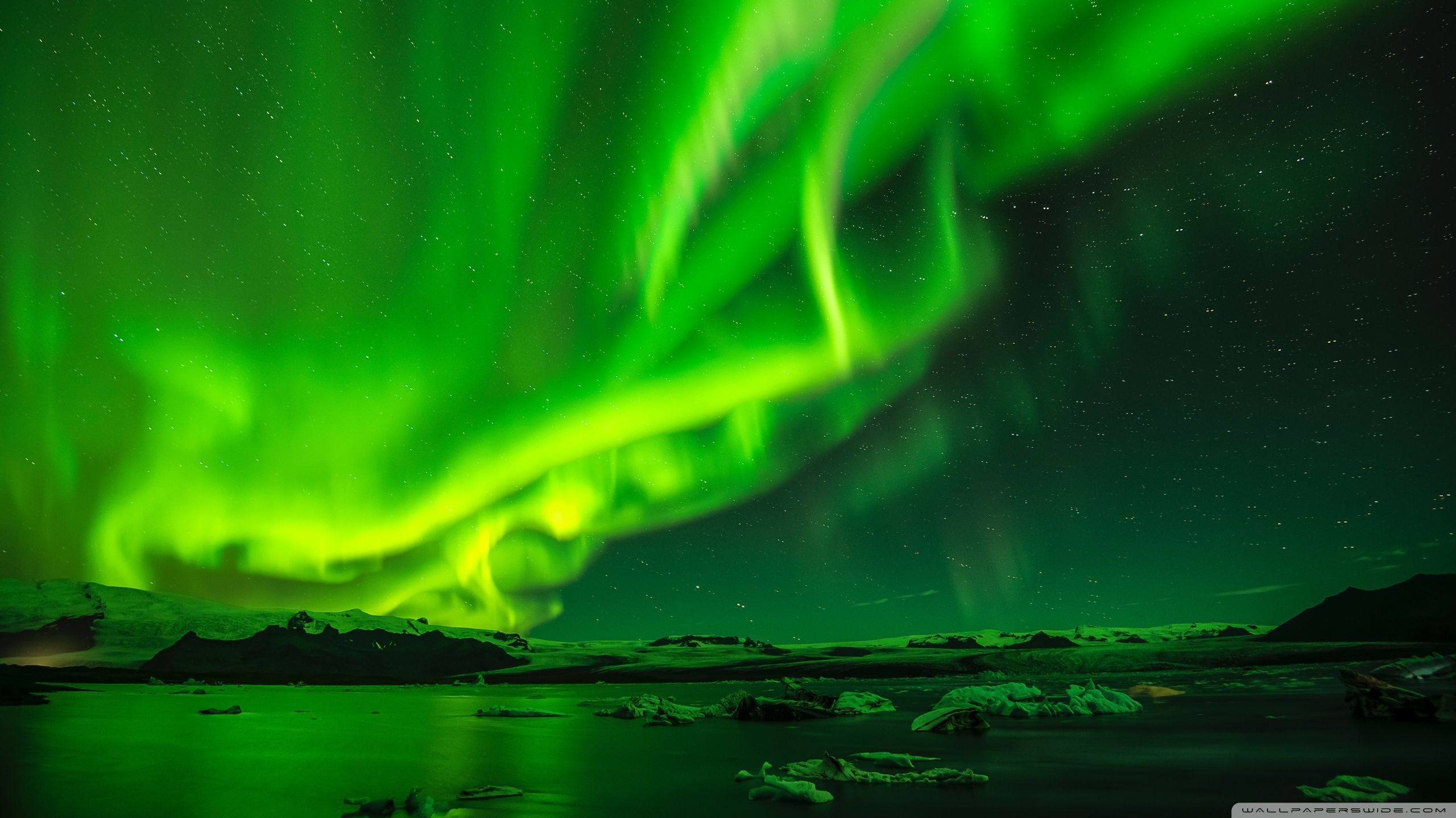 2560x1440 Green Northern Lights, Night Sky 4K UHD Wallpaper for UltraHD Desktop and TV : Widescreen and UltraWide Display : Smartphone and Tablet Devices