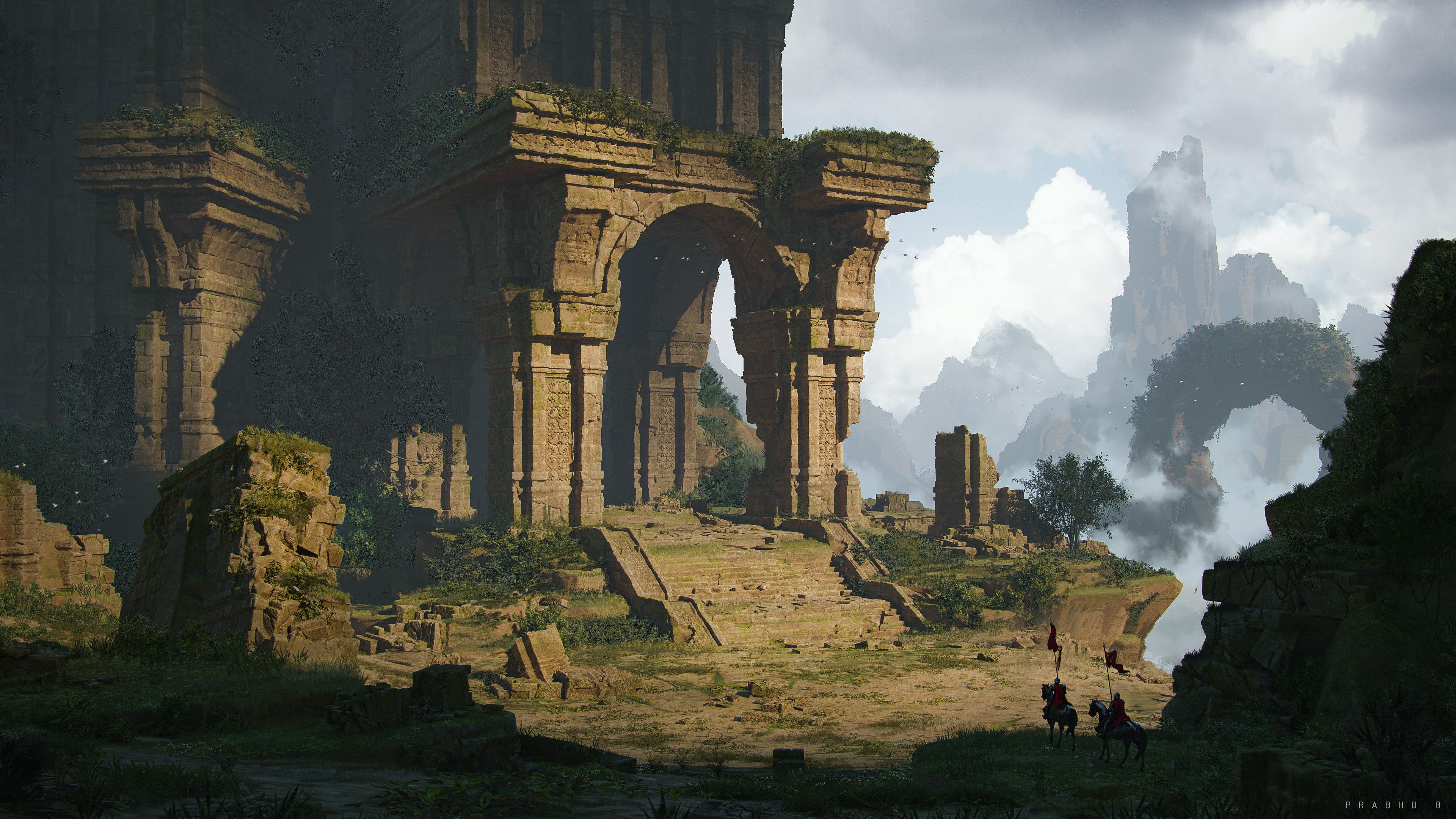 3840x2160 4K Ultra HD Fantasy Ruins: Echoes of a Forgotten Realm