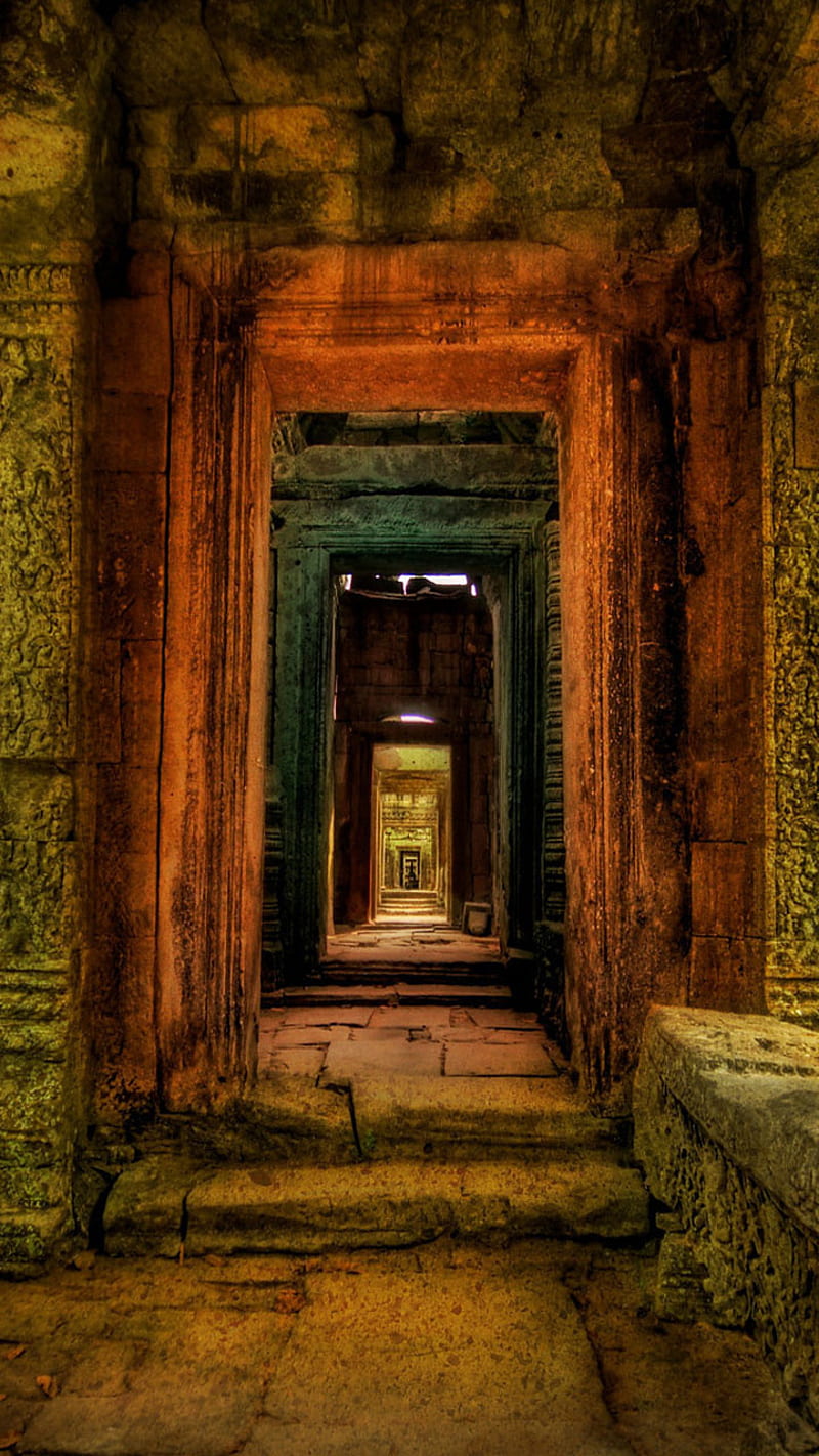 800x1422 Ruinas Antigas, ruins, stone, door, portal, old, antique, HD phone wallpaper