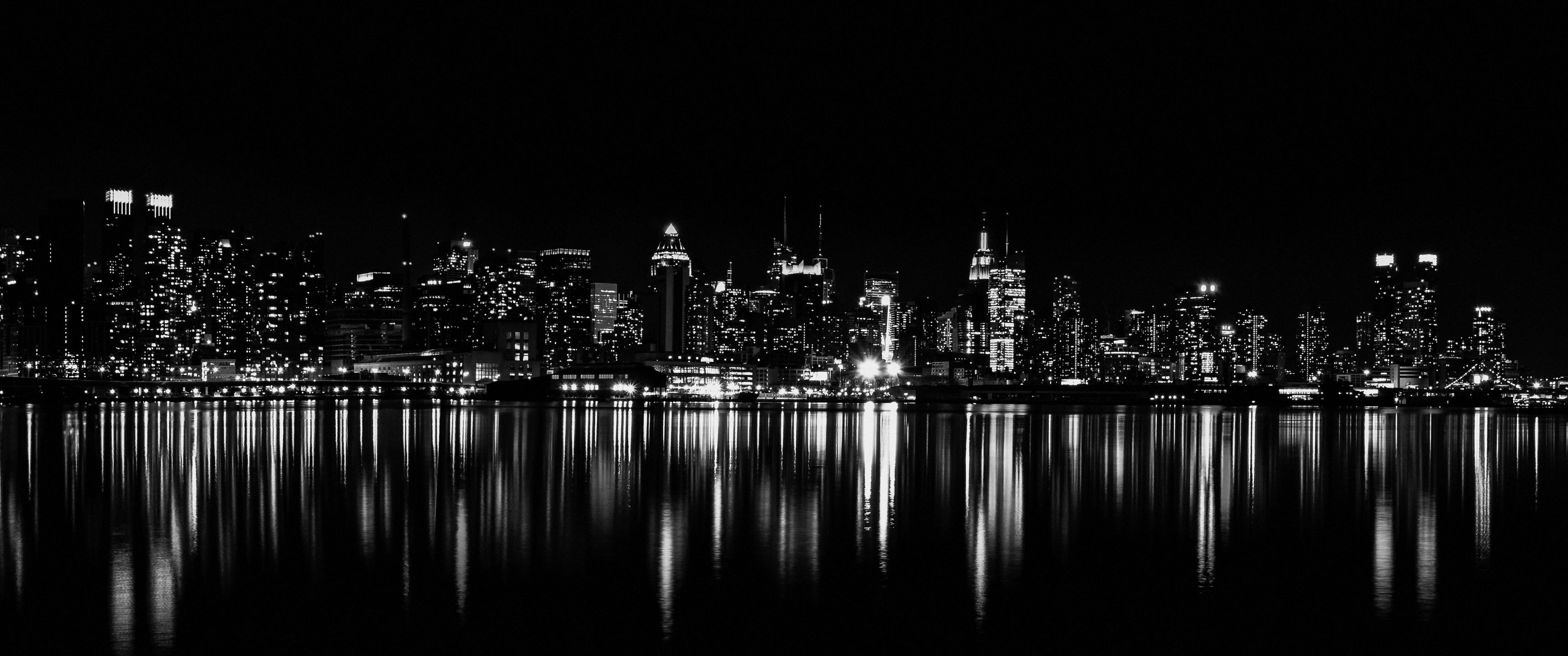 3440x1440 New York Wallpaper 4K, 5K, Night City, Dark aesthetic