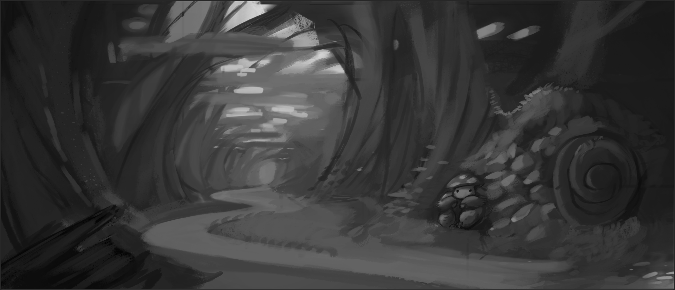 2200x946 WIP for 21:9 wallpaper, would love a couple of fresh eyes for a critique Critique