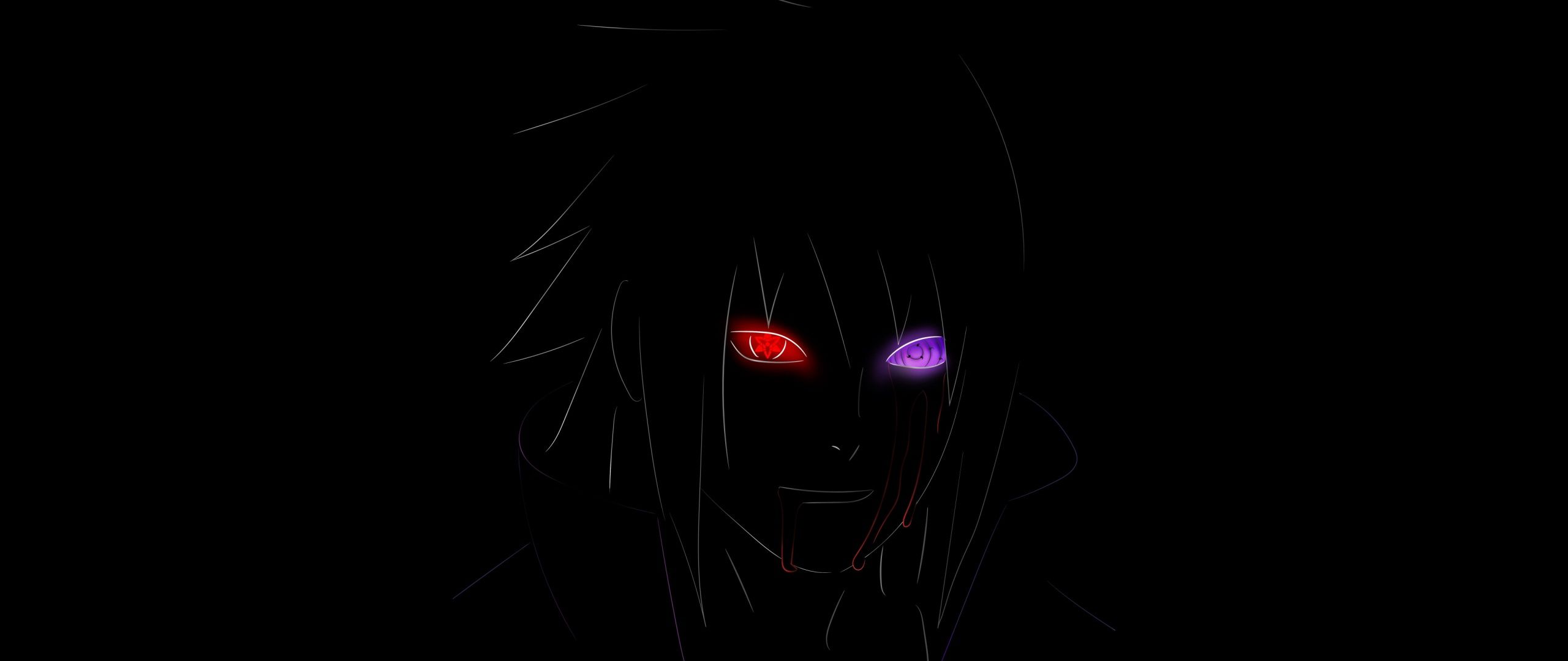 2560x1080 Sasuke Uchiha Wallpaper 4K, Naruto, AMOLED, Black background