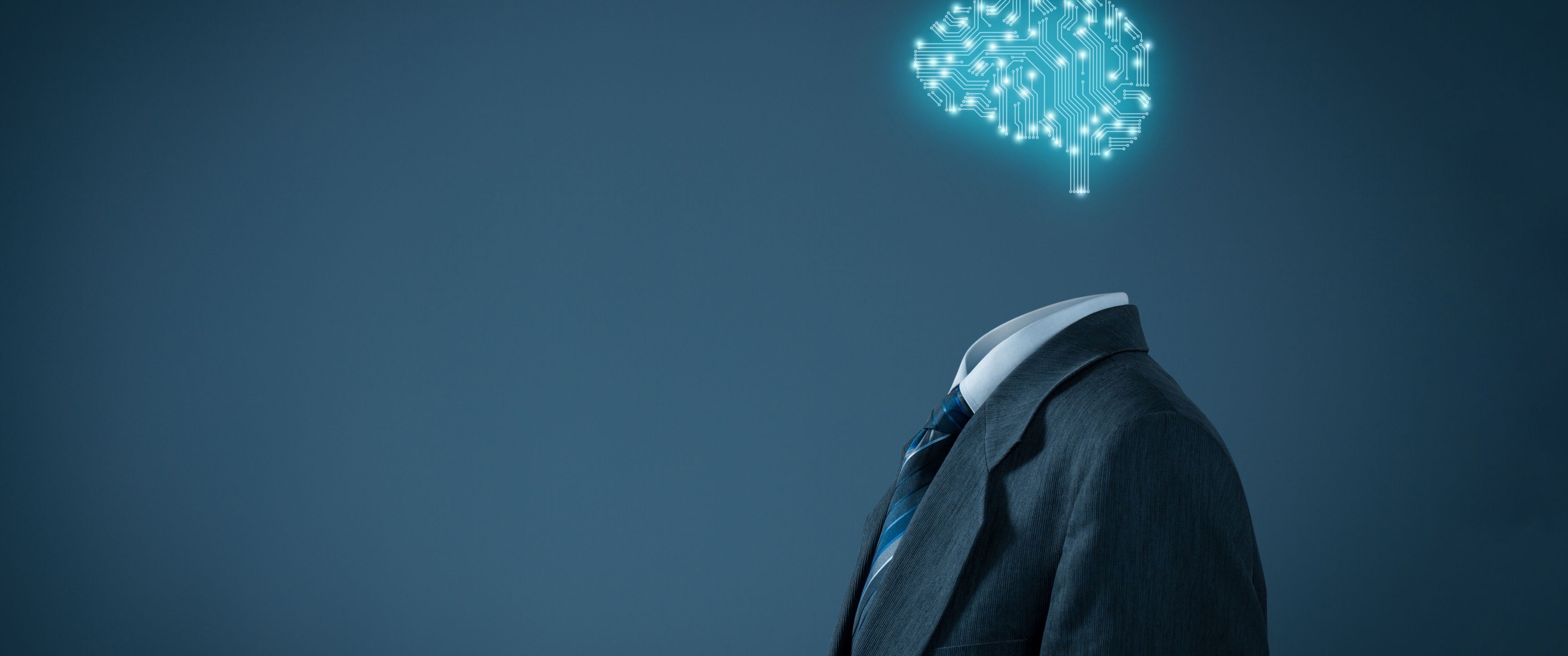 3440x1440 Business Wallpaper 4K, Suit, Brain, Intelligence, Blue