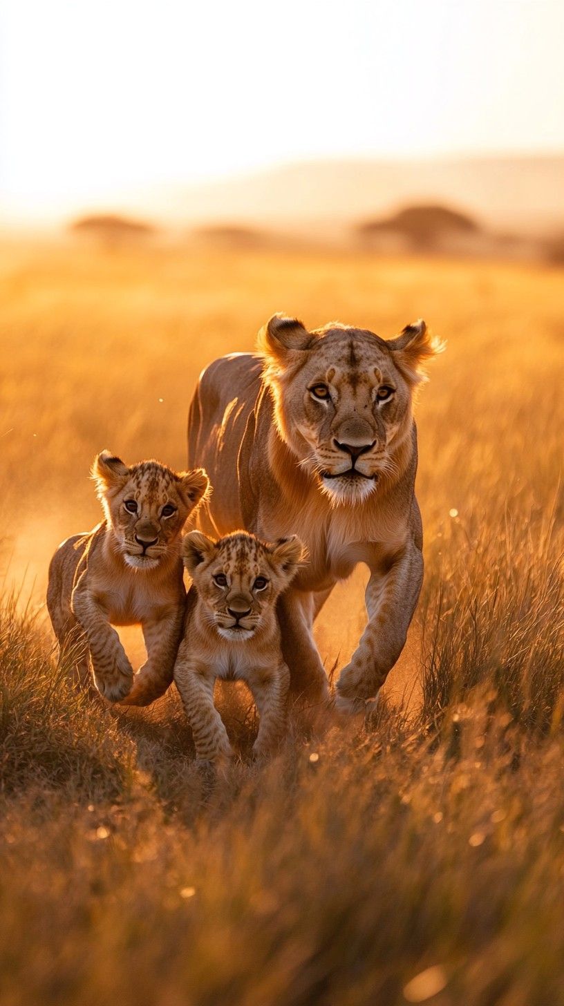 816x1456 Free Lions at sunset Image, Sunset, Savannah