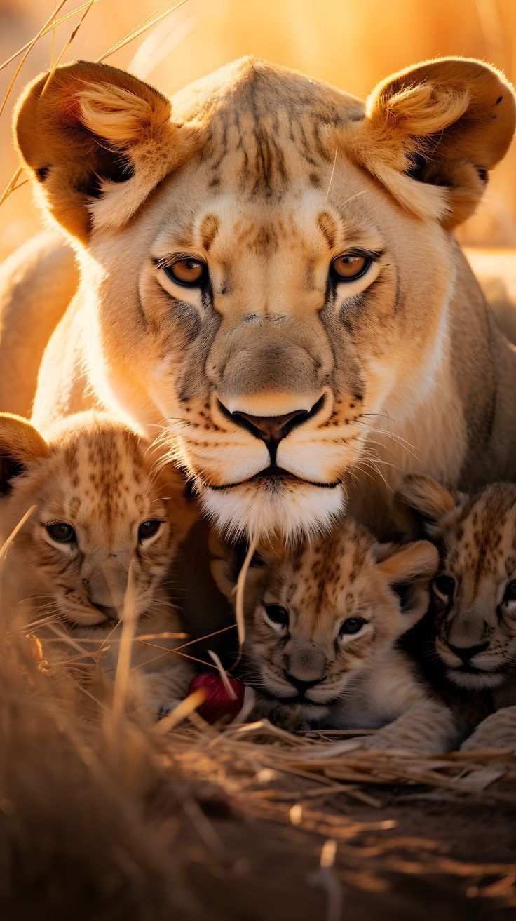 736x1313 Lioness and Cubs in the Grass. Beautiful lion wallpaper, Cute lioness wallpaper, Lion love wallpaper