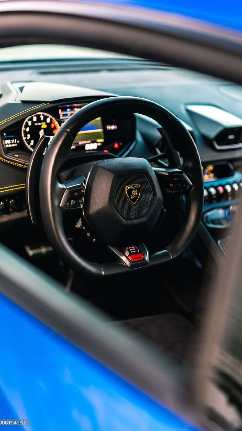 800x1422 Blue Lamborghini, stering, lamborghini, blue, car, HD phone wallpaper