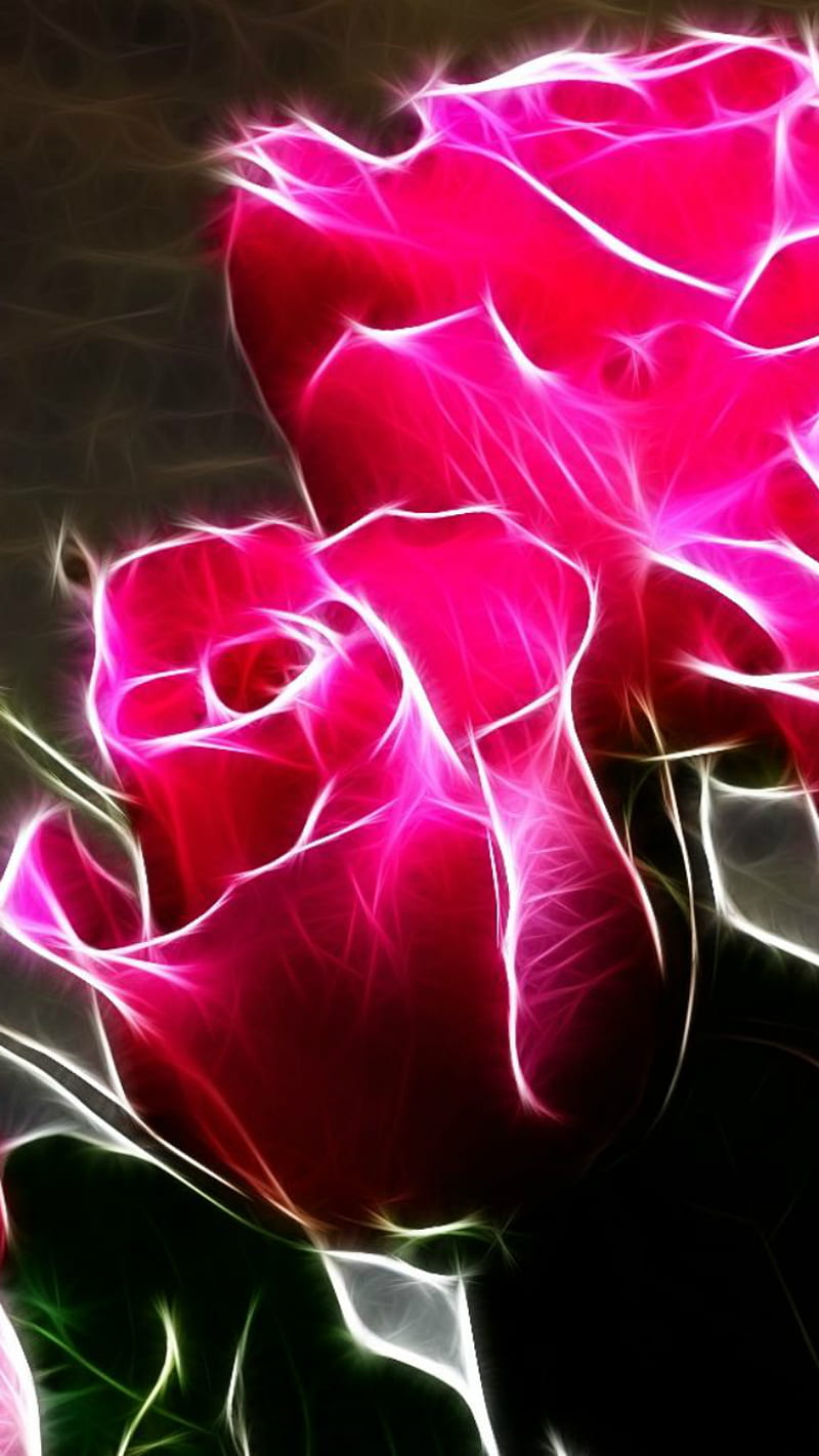 800x1422 Neon Roses, flowers, green, orange, red, rose, sky, space, HD phone wallpaper