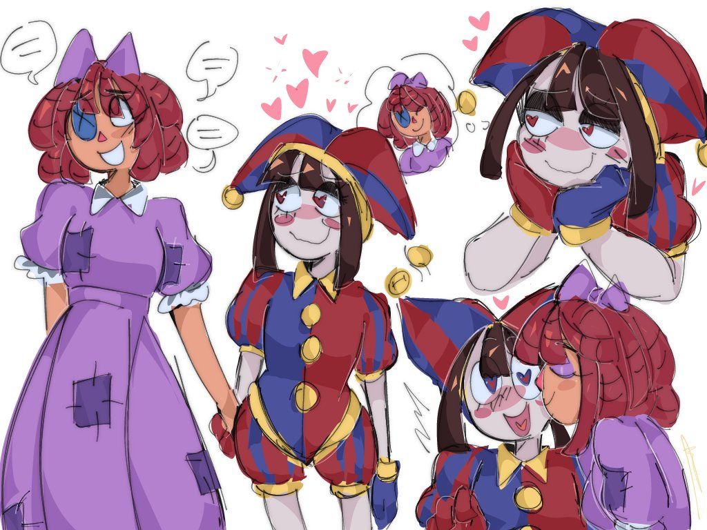 1024x768 Saw people draw pomni with heart eyes and I thought it's cute so have this #TADC #buttonblossom #ragathaxpomni #ragapom #theamazingdigitalcircus