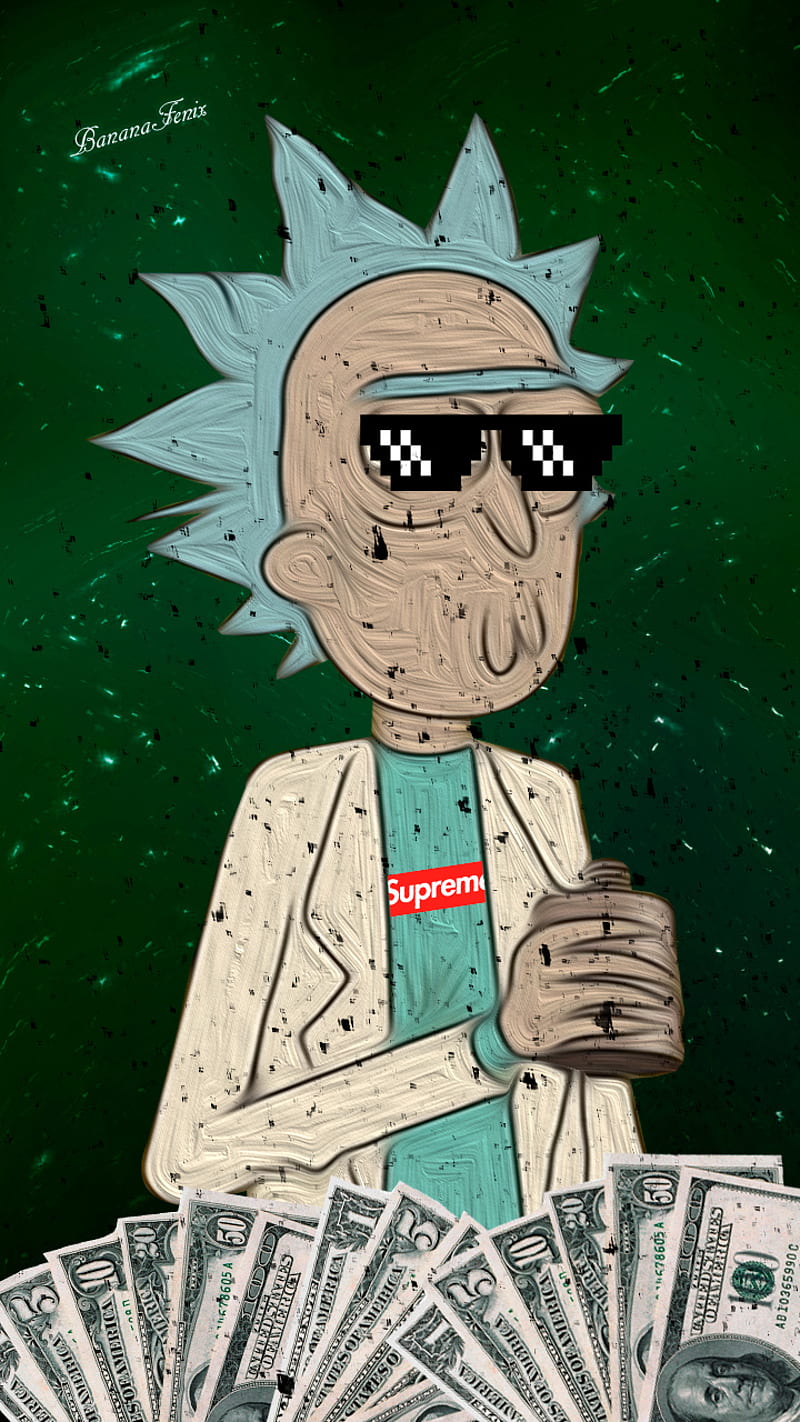 800x1422 Rick Sanchez, future, gangster, money, rick and morty, rick morty, series, supreme, HD phone wallpaper