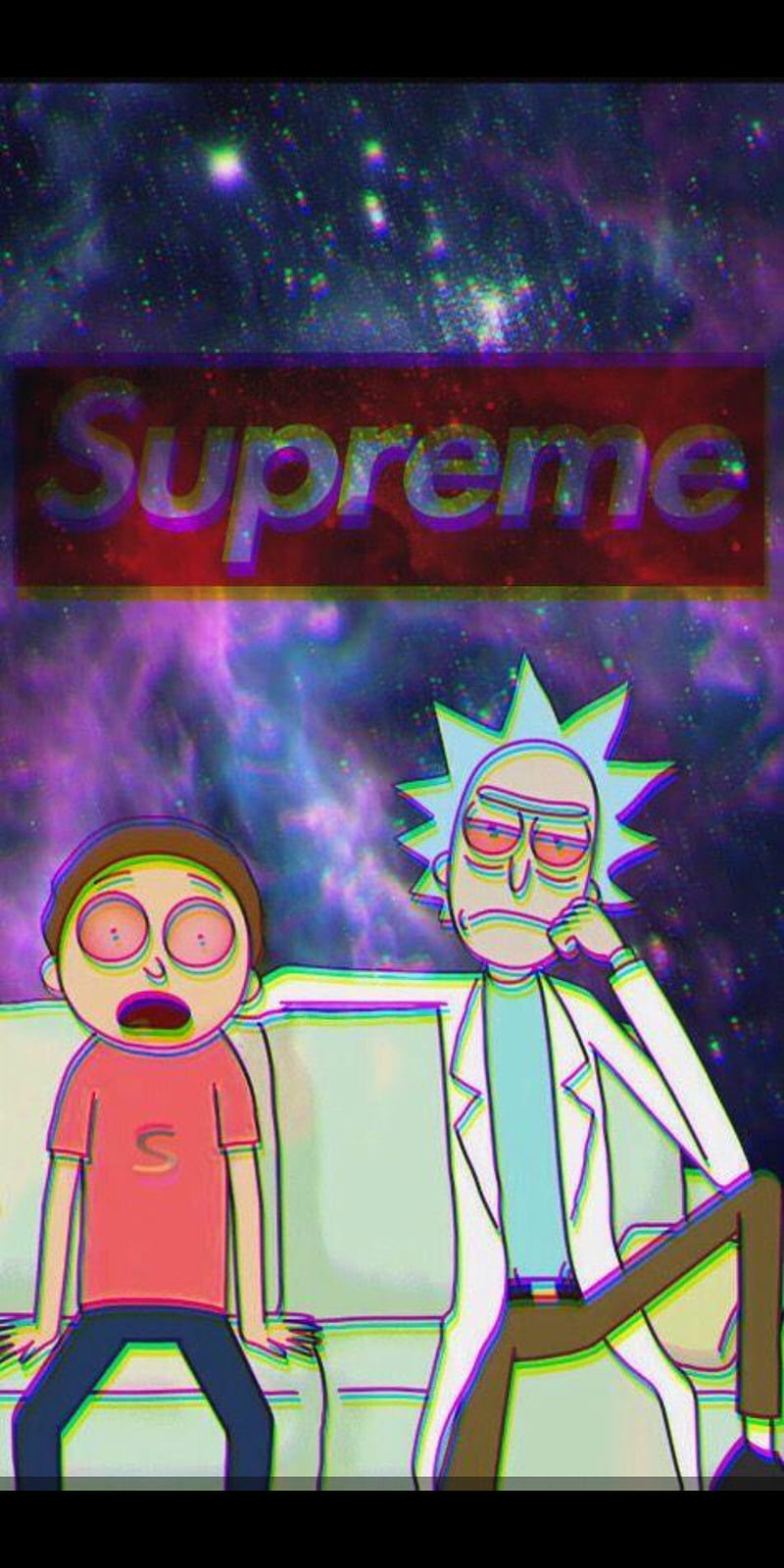 800x1600 Rick and morty supreme, magenta, art, HD phone wallpaper