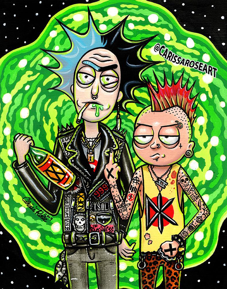 792x1008 Alternate universe where Rick and Morty are into punk