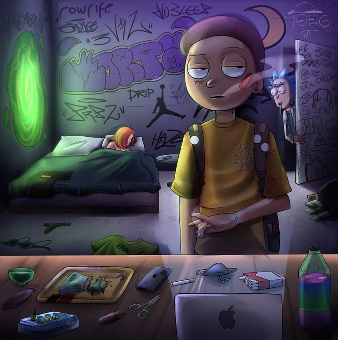 1080x1087 Rick And Morty Drip Wallpaper
