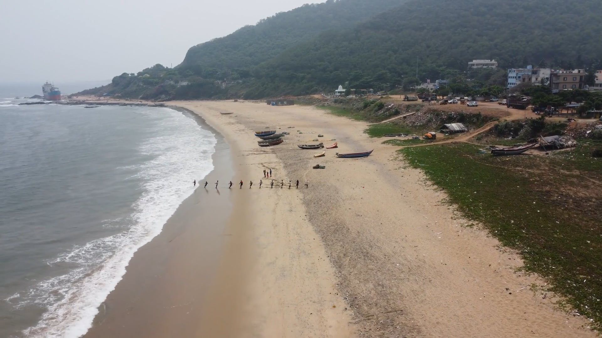 1920x1080 Drone Footage Of People On Visakhapatnam Beach Free Stock Video Footage, Royalty Free 4K & HD Video Clip