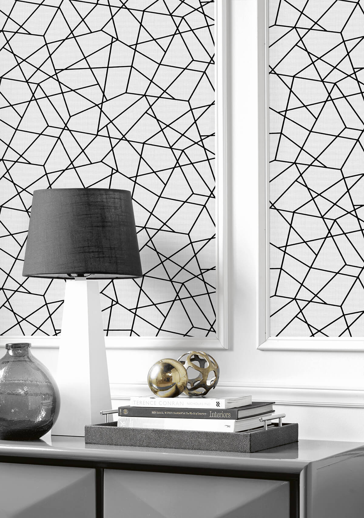 1200x1705 DT20100 Seabrook DuPont Quartz Geo High Performance Wallpaper Black